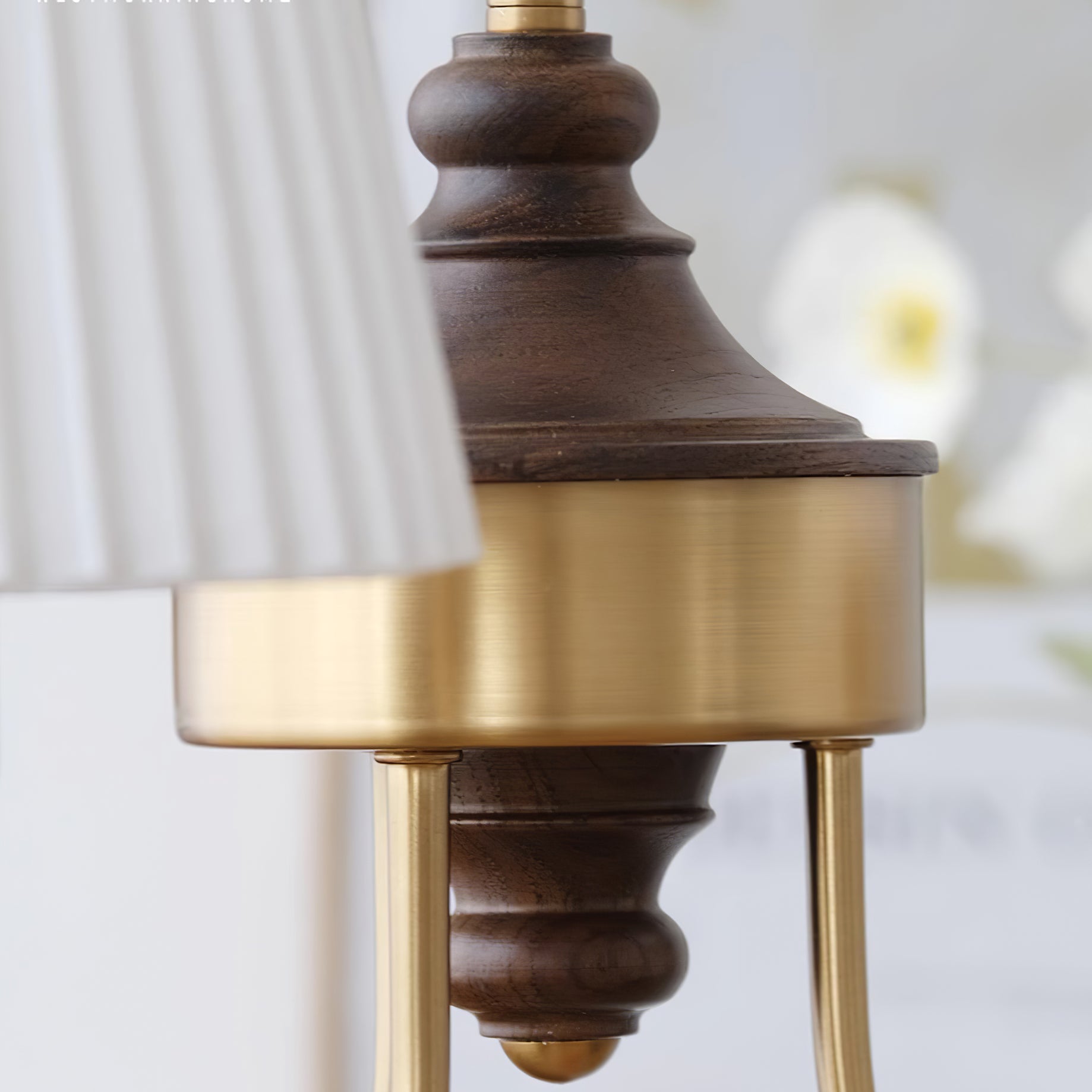 Jeremiah Chandelier Brass White Pleated - Letslighting
