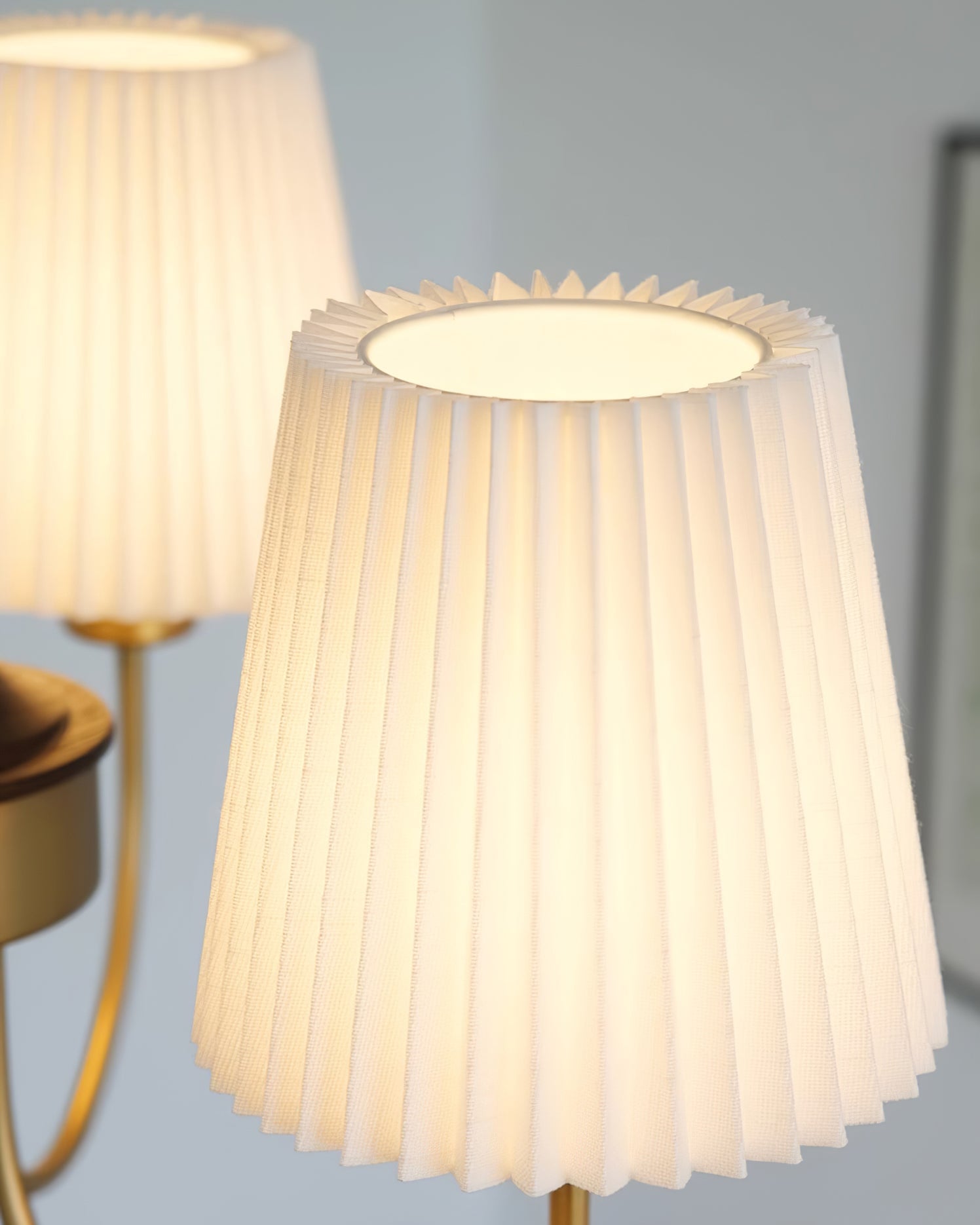 Jeremiah Chandelier Brass White Pleated - Letslighting