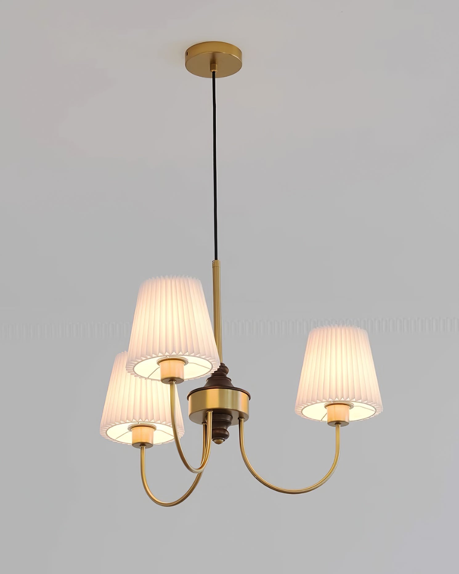 Jeremiah Chandelier Brass White Pleated - Letslighting