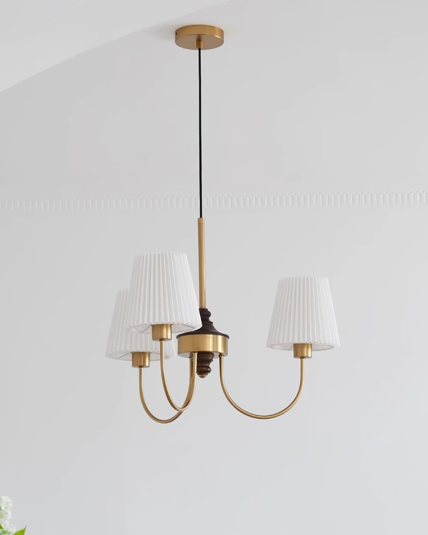 Jeremiah Chandelier Brass White Pleated - Letslighting