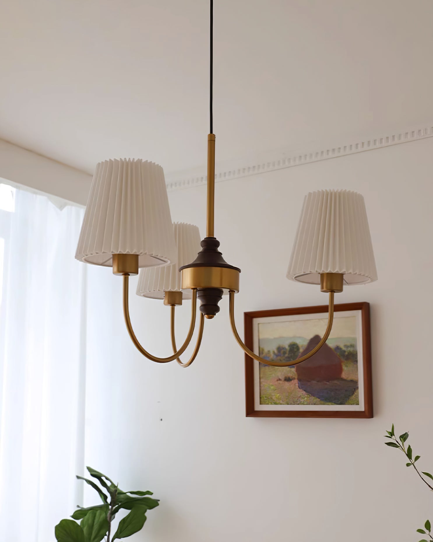 Jeremiah Chandelier Brass White Pleated - Letslighting
