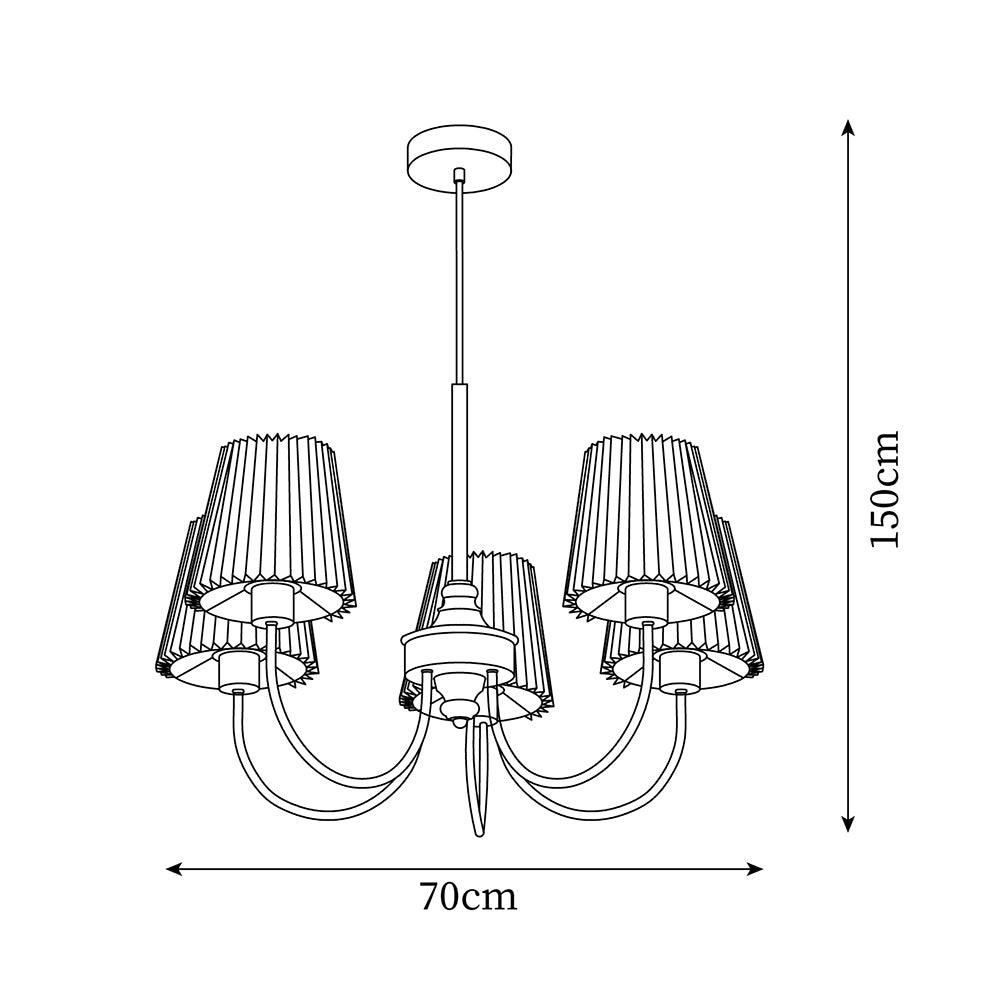 Jeremiah Chandelier Brass White Pleated - Letslighting