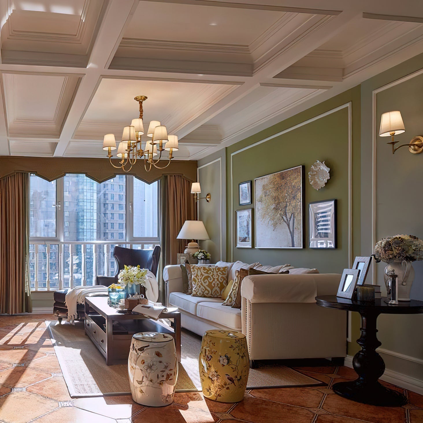 Vilorira Vintage Brass Fabric Chandelier - Letslighting