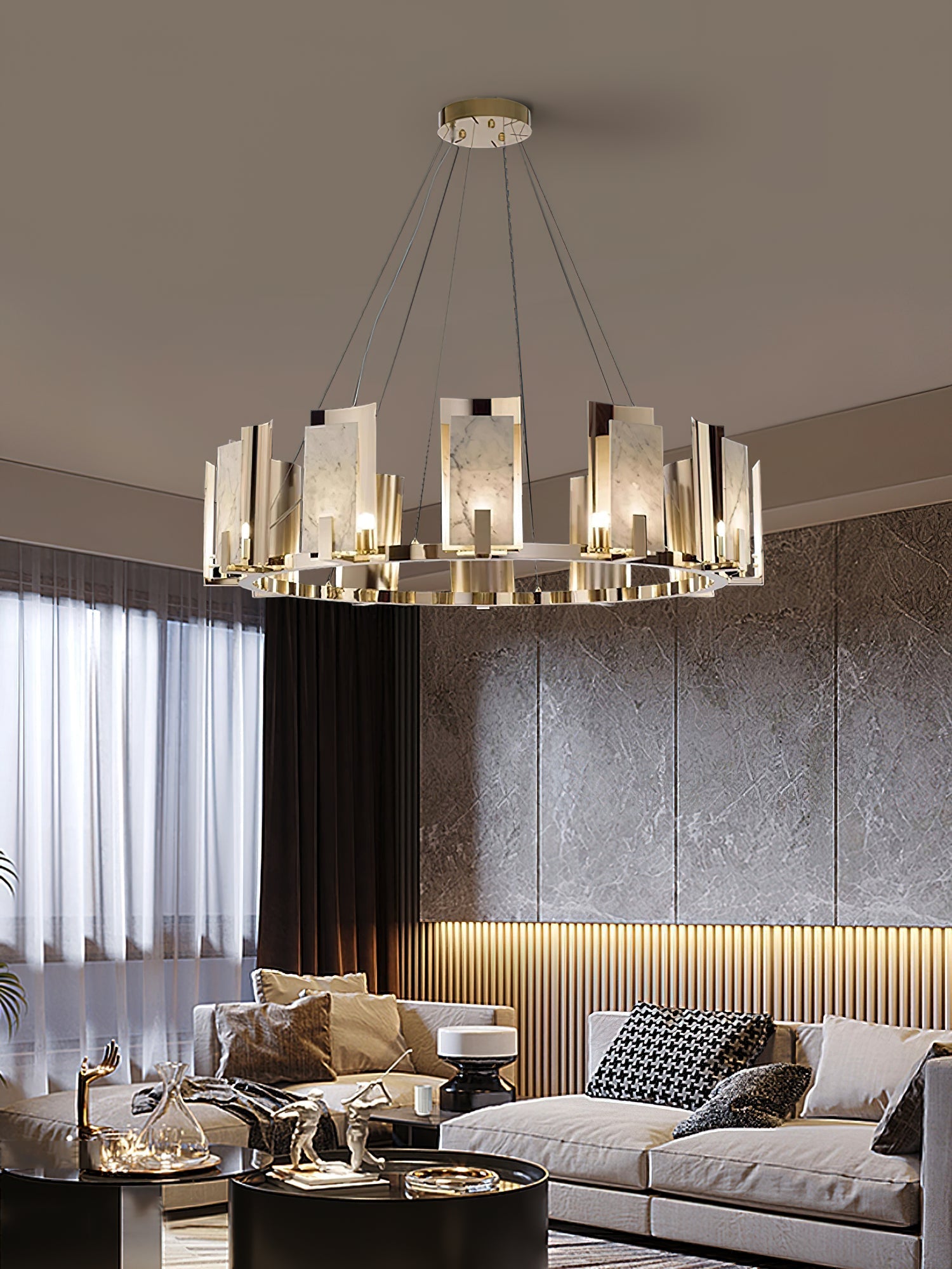 Nyraeila Postmodern Luxury Alabaster Round Chandelier - Letslighting