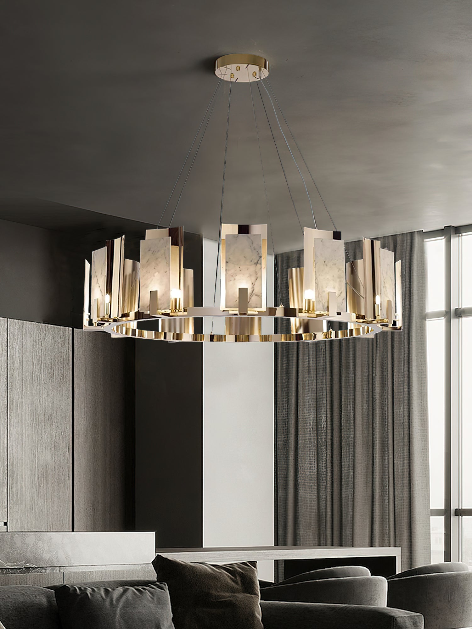 Nyraeila Postmodern Luxury Alabaster Round Chandelier - Letslighting