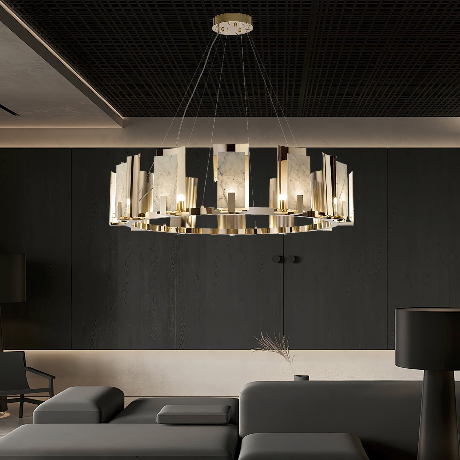 Nyraeila Postmodern Luxury Alabaster Round Chandelier - Letslighting