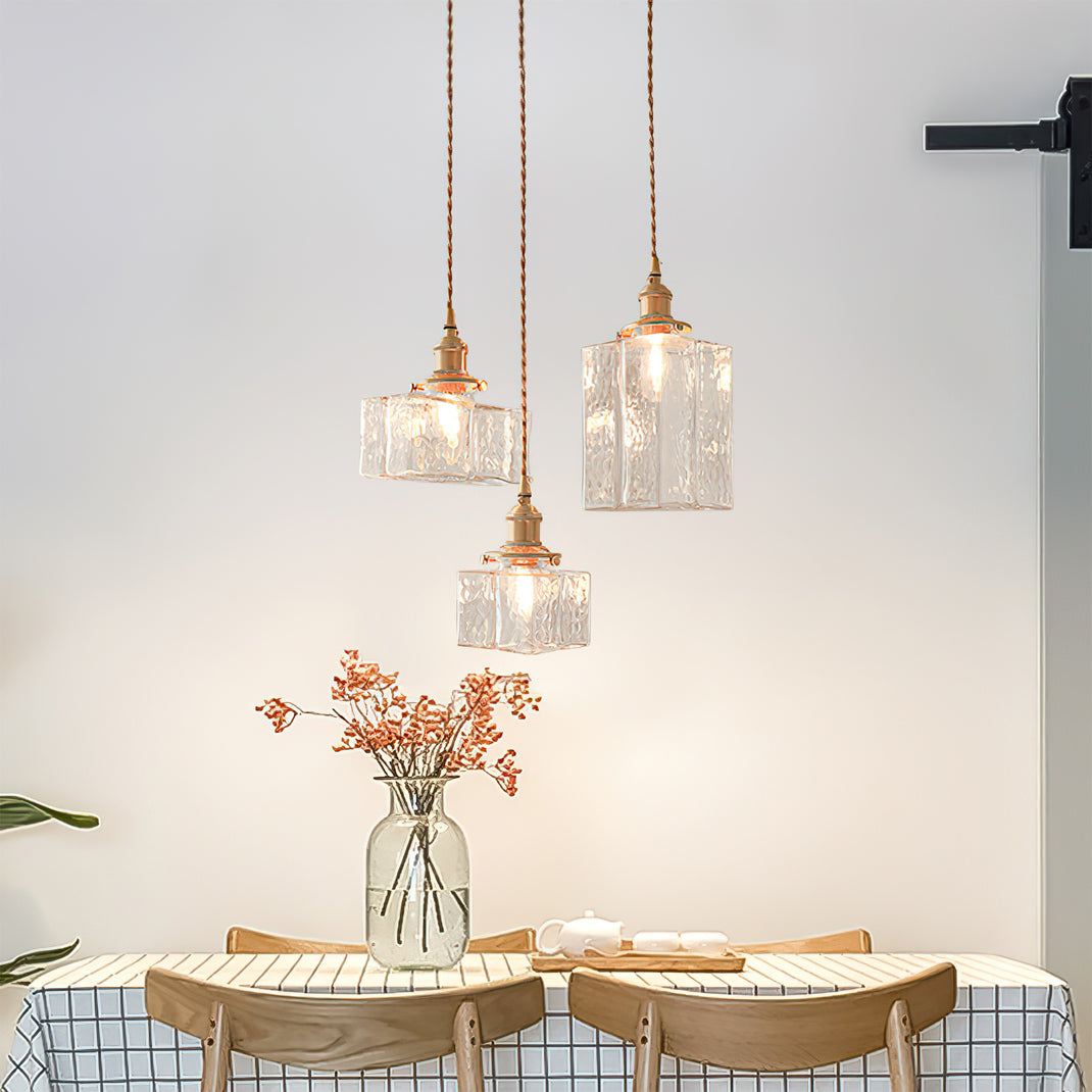 Valentina Vintage Glass Brass Hammered Pendant Light - Letslighting