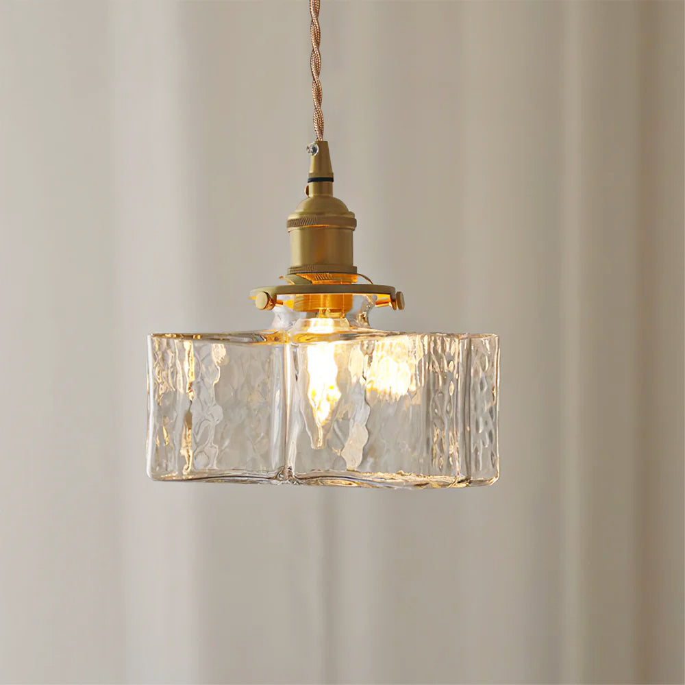 Valentina Vintage Glass Brass Hammered Pendant Light - Letslighting