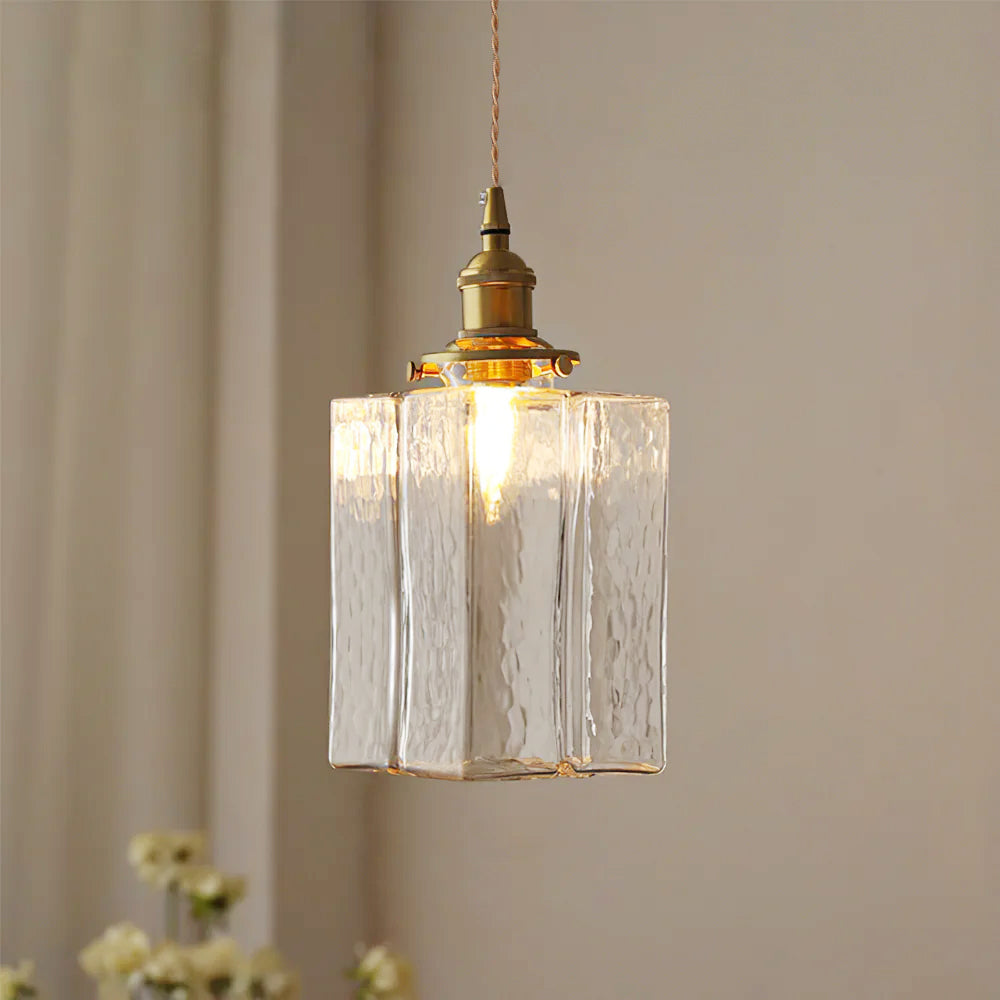 Valentina Vintage Glass Brass Hammered Pendant Light - Letslighting