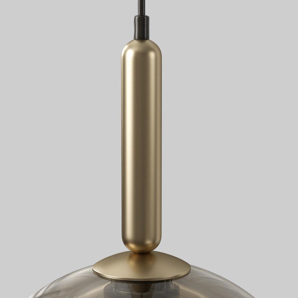 Solara Pendant Lamp Glass Cognac Dome Brass Mid Century - Letslighting
