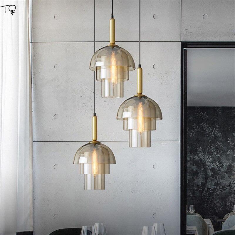 Solara Pendant Lamp Glass Cognac Dome Brass Mid Century - Letslighting