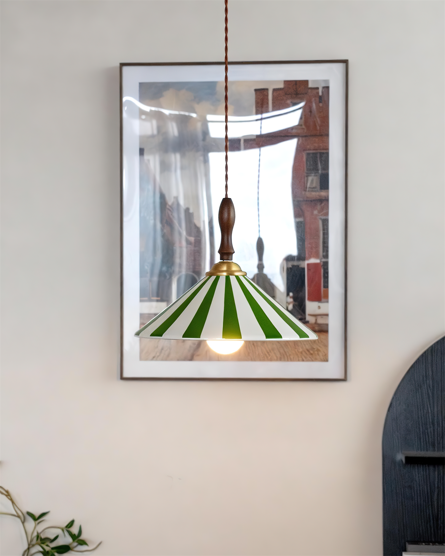 Jollycap Pendant Lamp Striped Ceramic Shade - Letslighting