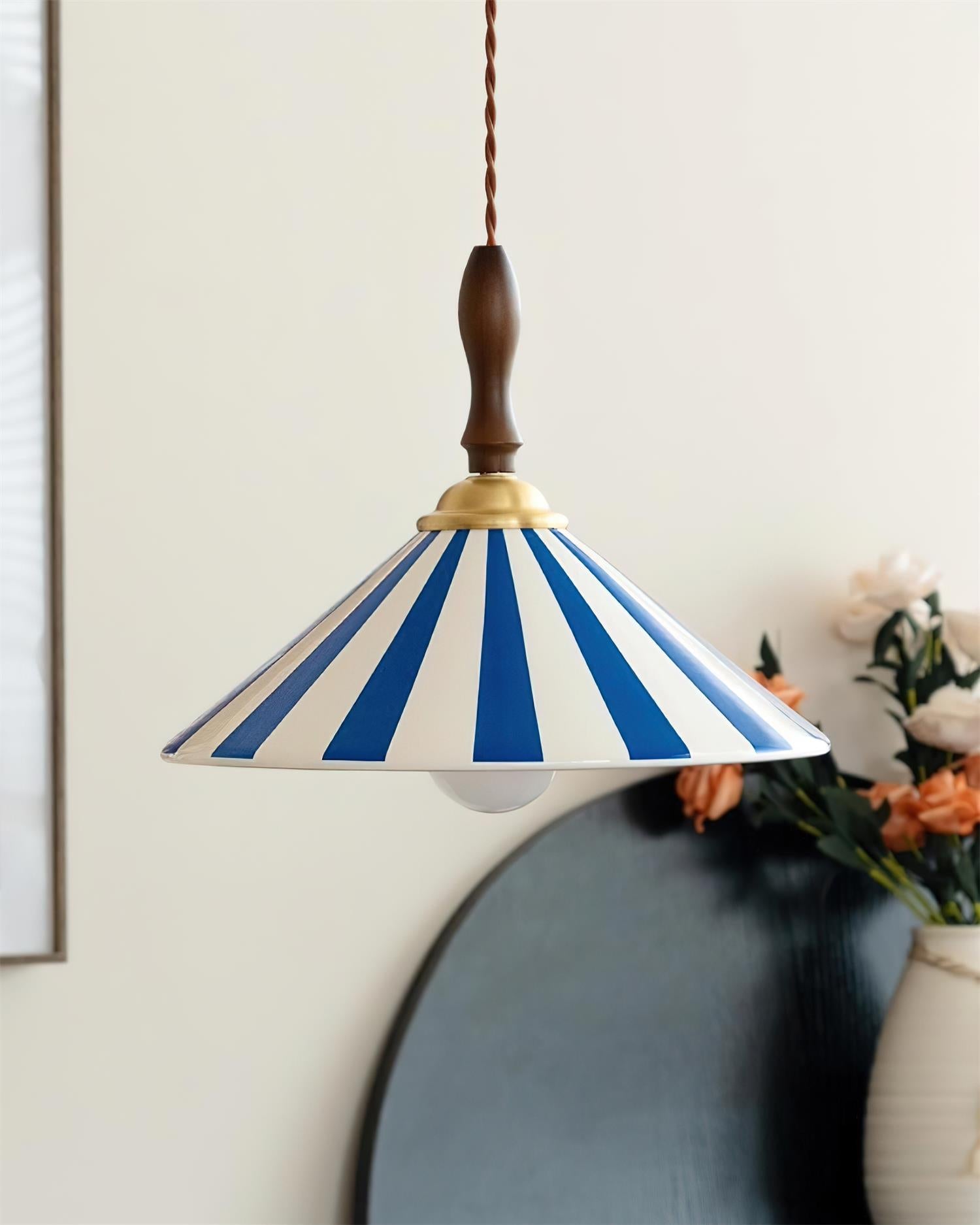 Jollycap Pendant Lamp Striped Ceramic Shade - Letslighting