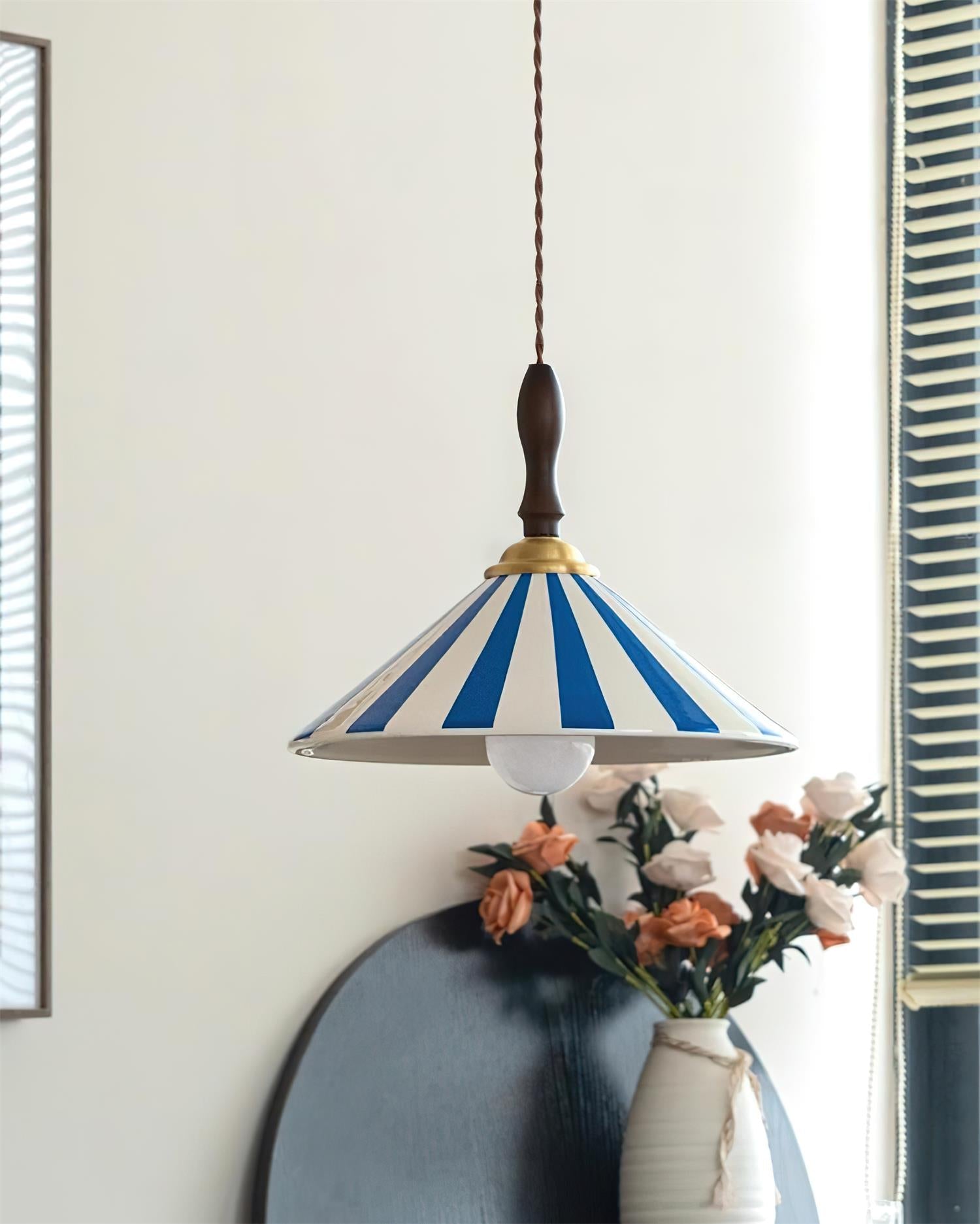 Jollycap Pendant Lamp Striped Ceramic Shade - Letslighting