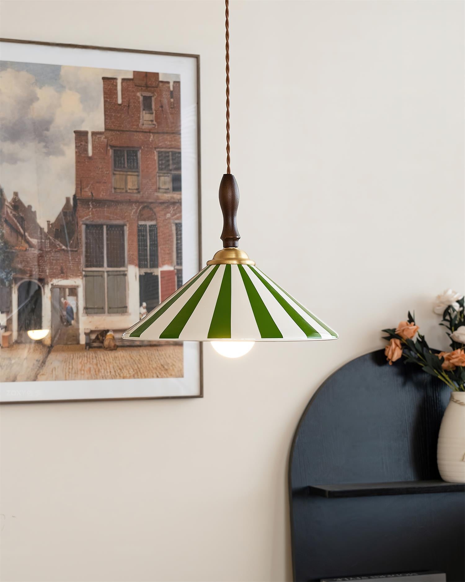 Jollycap Pendant Lamp Striped Ceramic Shade - Letslighting