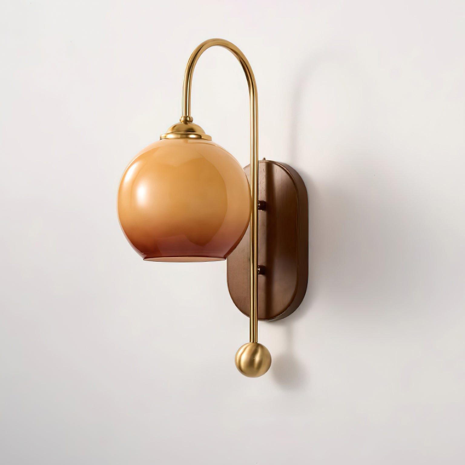 Wall Lamp and Glass Smooth Globe with Wooden Backplate - Letslighting