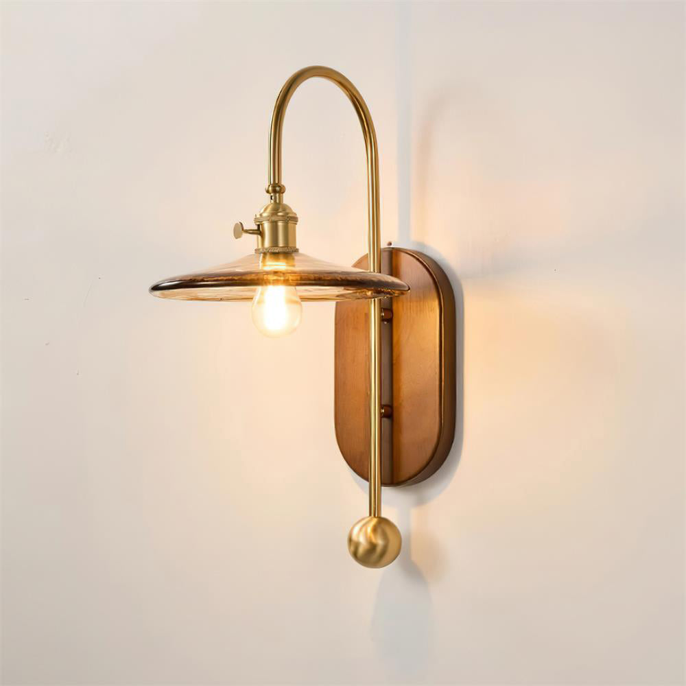Wall Lamp and Glass Smooth Globe with Wooden Backplate - Letslighting