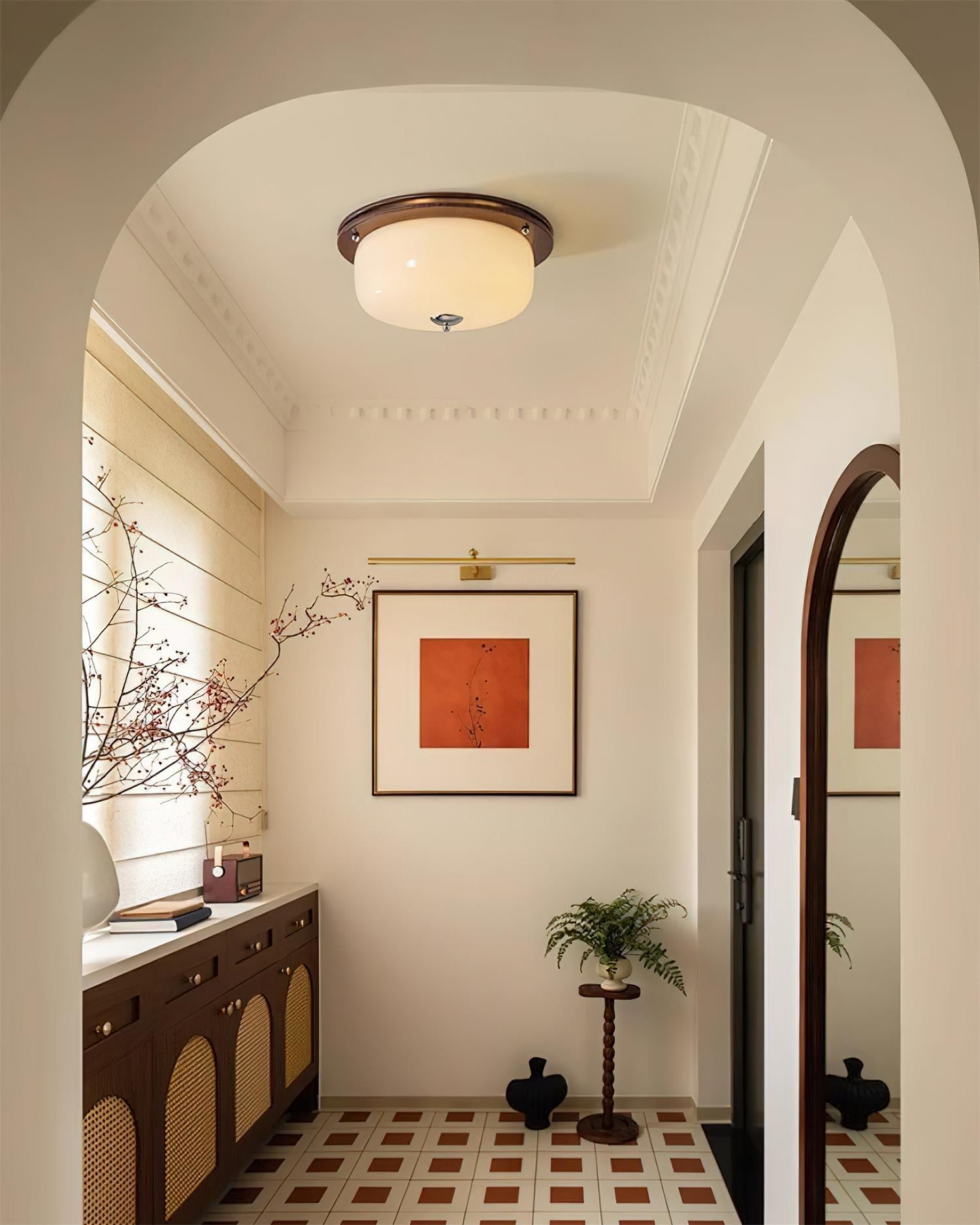Ceiling Light Glass Flush Mount Modern Minimalist Walnut Brown - Letslighting