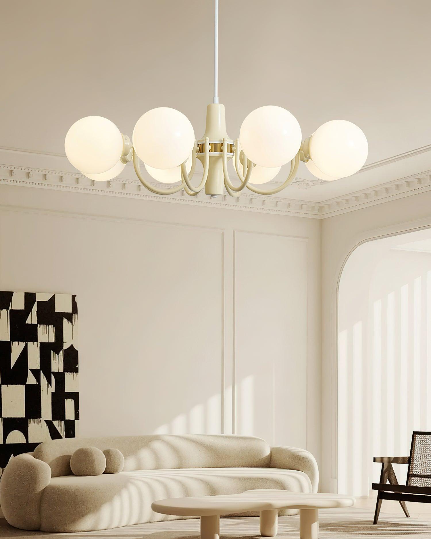Aira Glass Chandelier Cream Hue - Letslighting