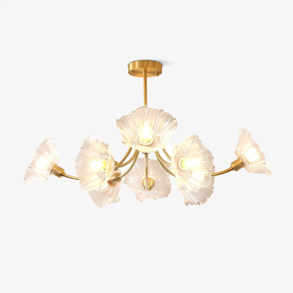Lustra Chandelier Flower Glass with Brass Finish - Letslighting