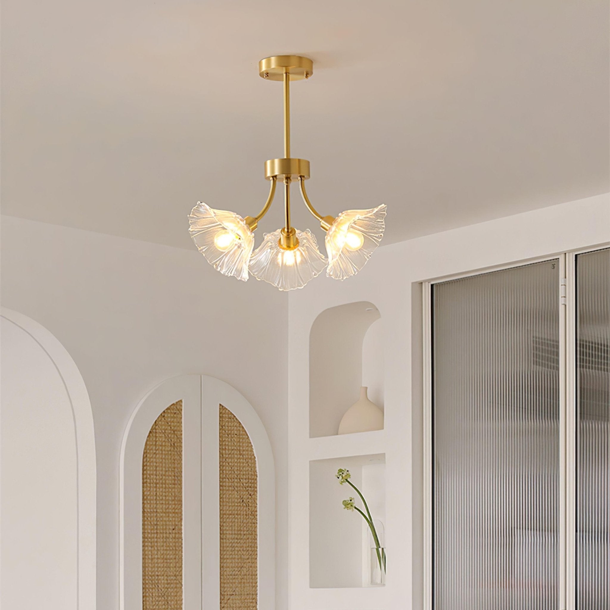 Lustra Chandelier Flower Glass with Brass Finish - Letslighting