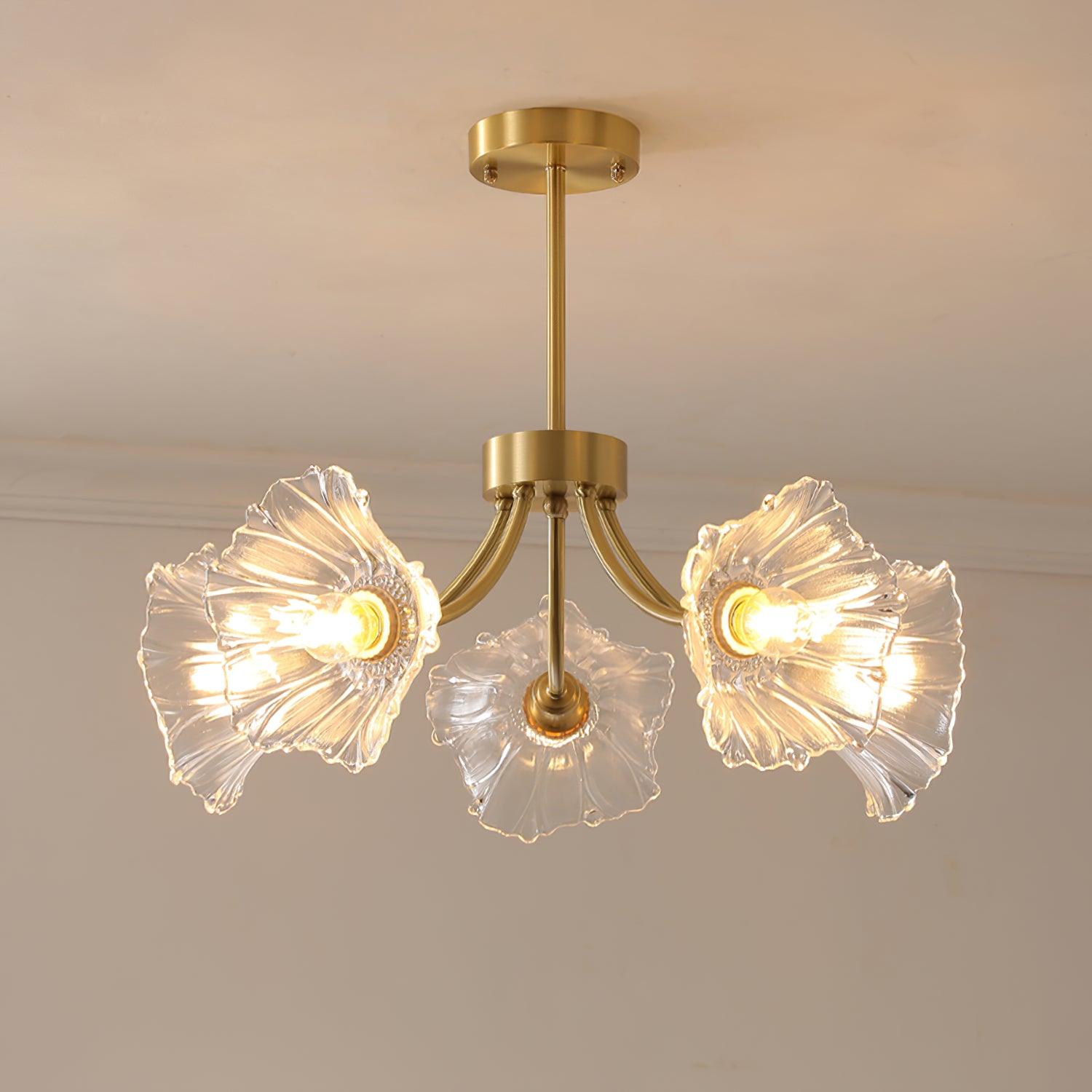 Lustra Chandelier Flower Glass with Brass Finish - Letslighting