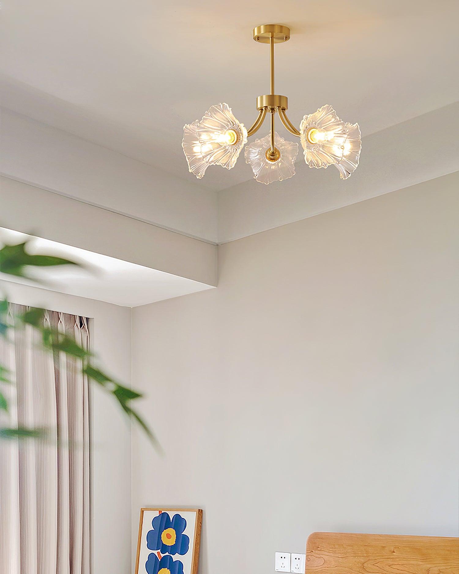 Lustra Chandelier Flower Glass with Brass Finish - Letslighting
