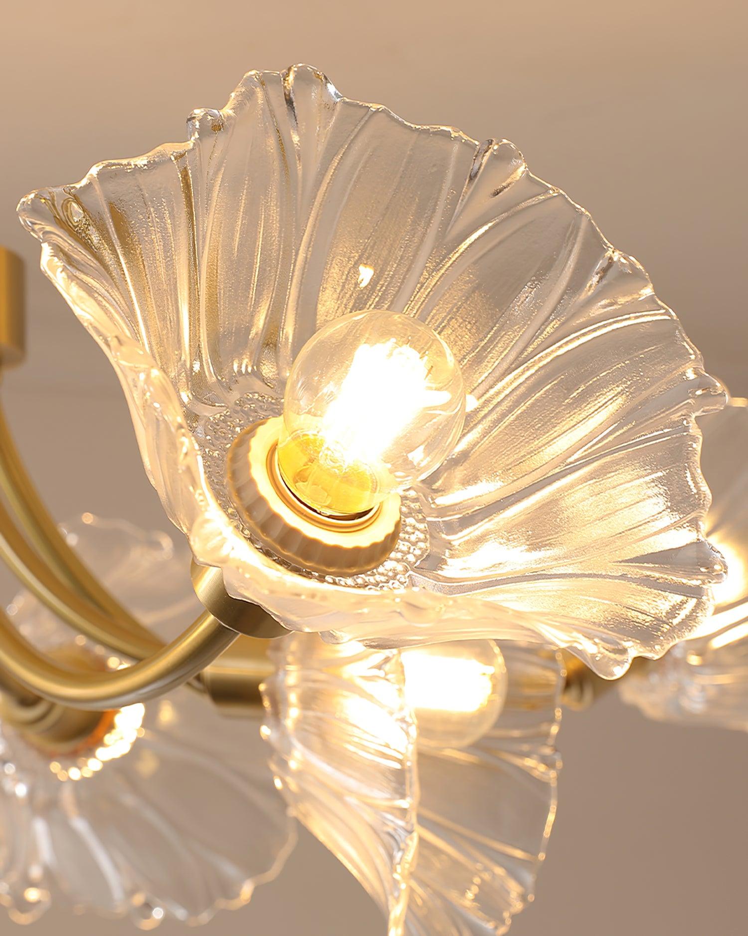 Lustra Chandelier Flower Glass with Brass Finish - Letslighting
