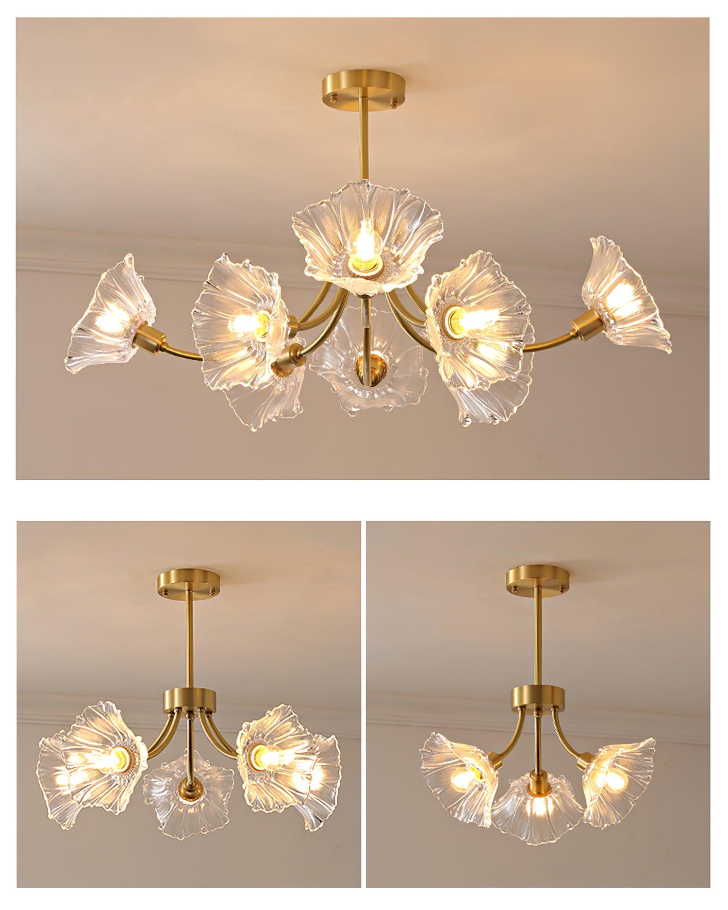 Lustra Chandelier Flower Glass with Brass Finish - Letslighting