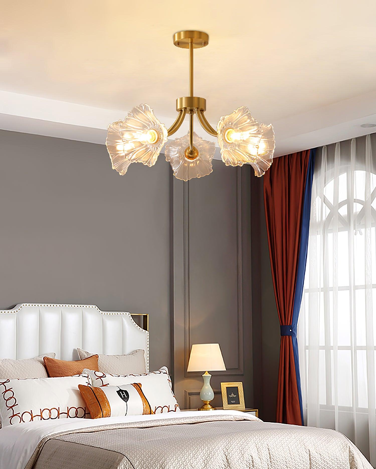 Lustra Chandelier Flower Glass with Brass Finish - Letslighting