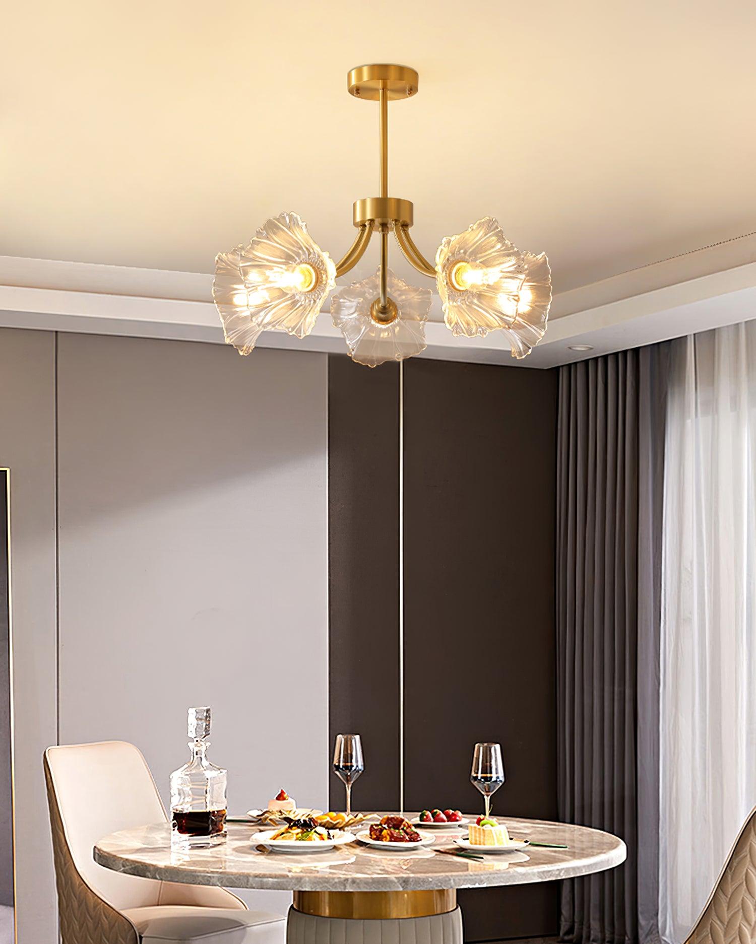 Lustra Chandelier Flower Glass with Brass Finish - Letslighting