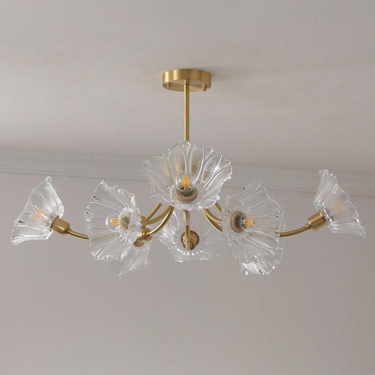 Lustra Chandelier Flower Glass with Brass Finish - Letslighting