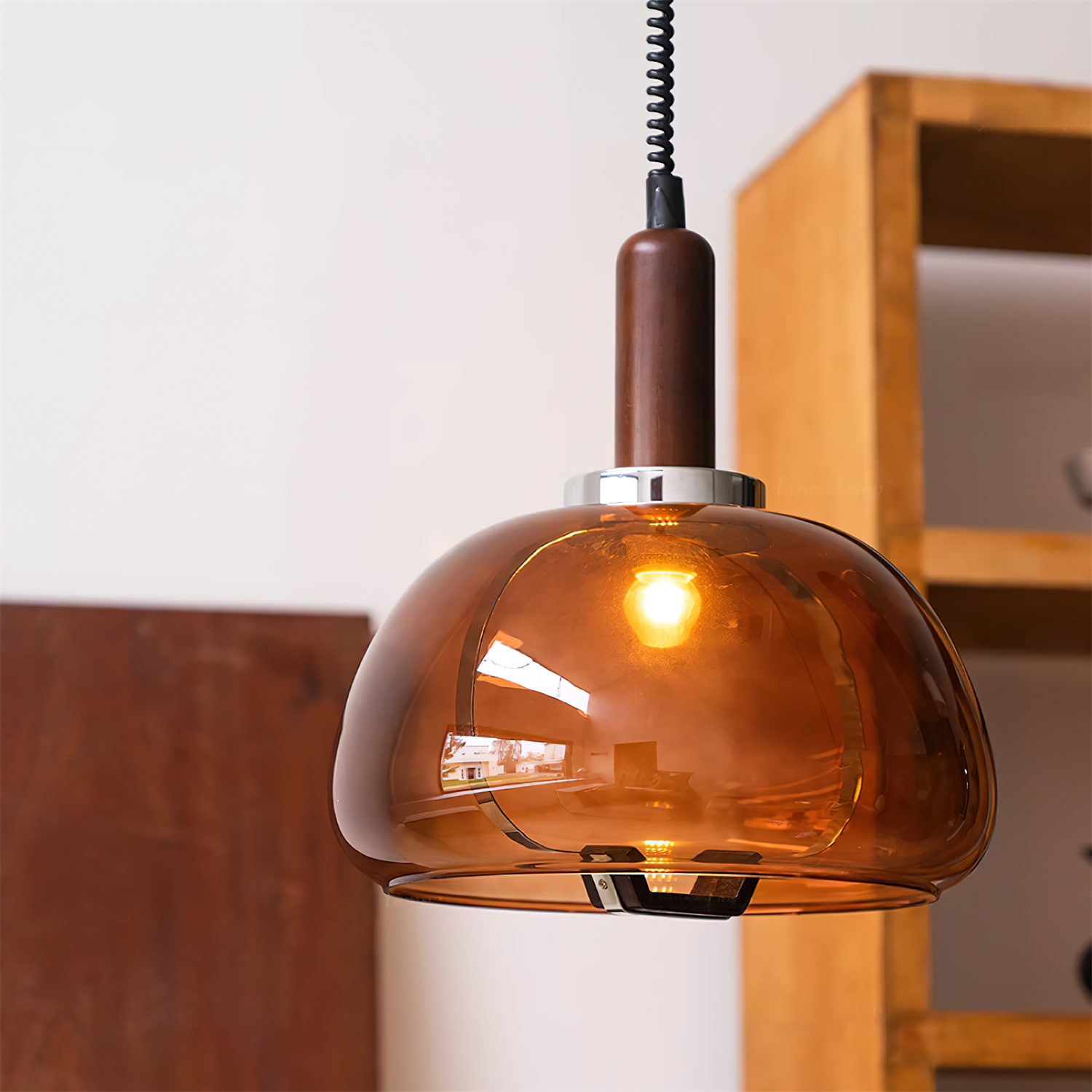 Karina Pendant Lamp Amber Glass Modern - Letslighting