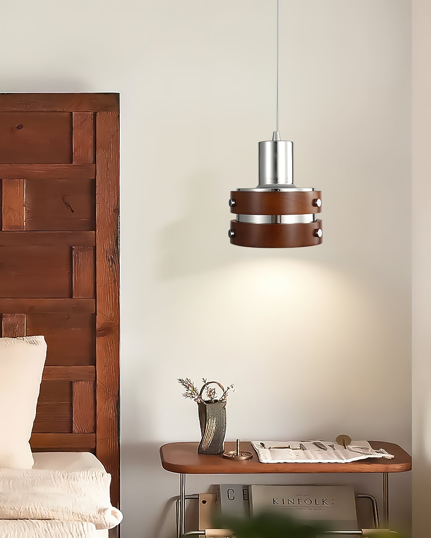Karry Pendant Lamp Chrome Wood - Letslighting