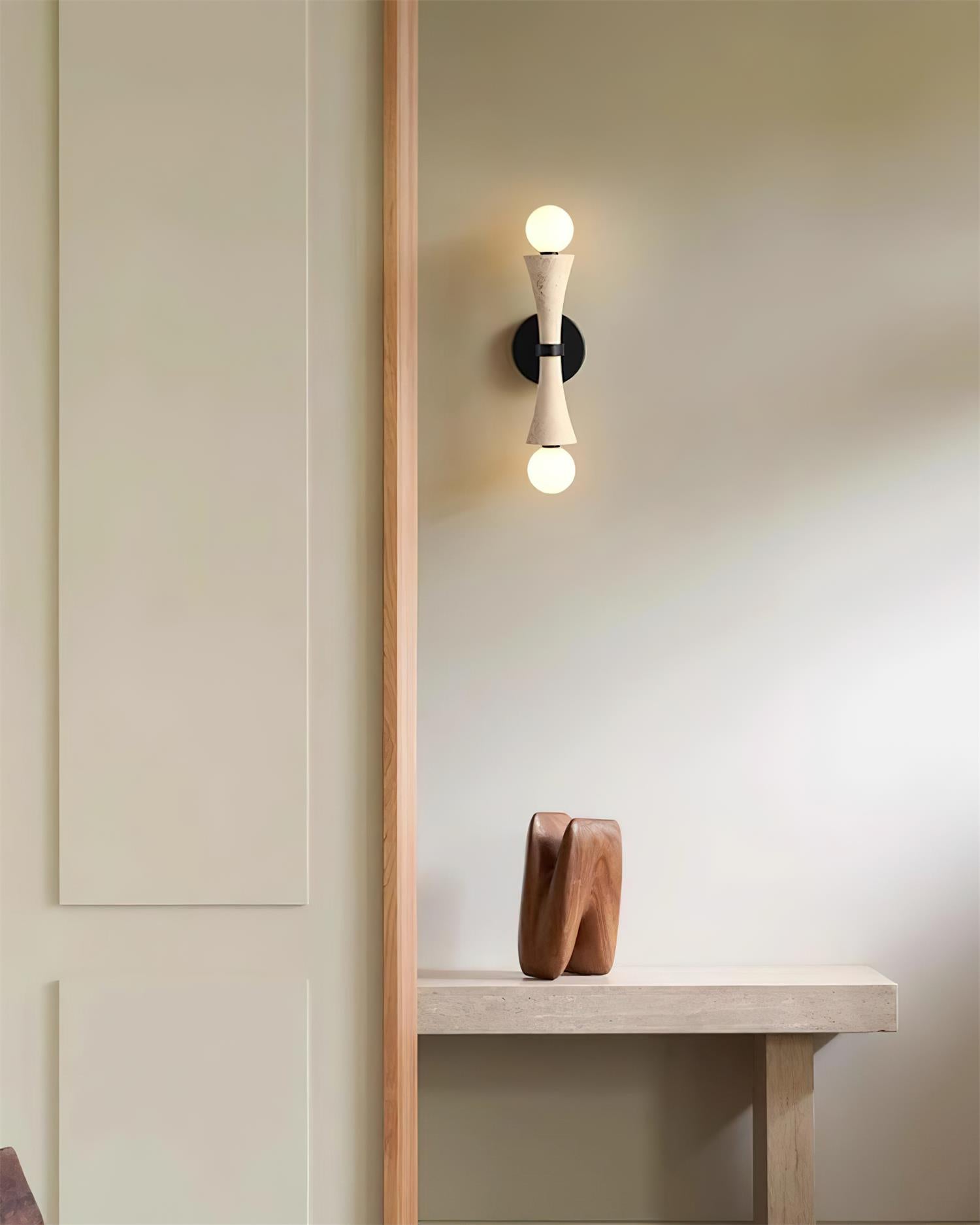 Katia Wall Lamp Travertine Hourglass - Letslighting