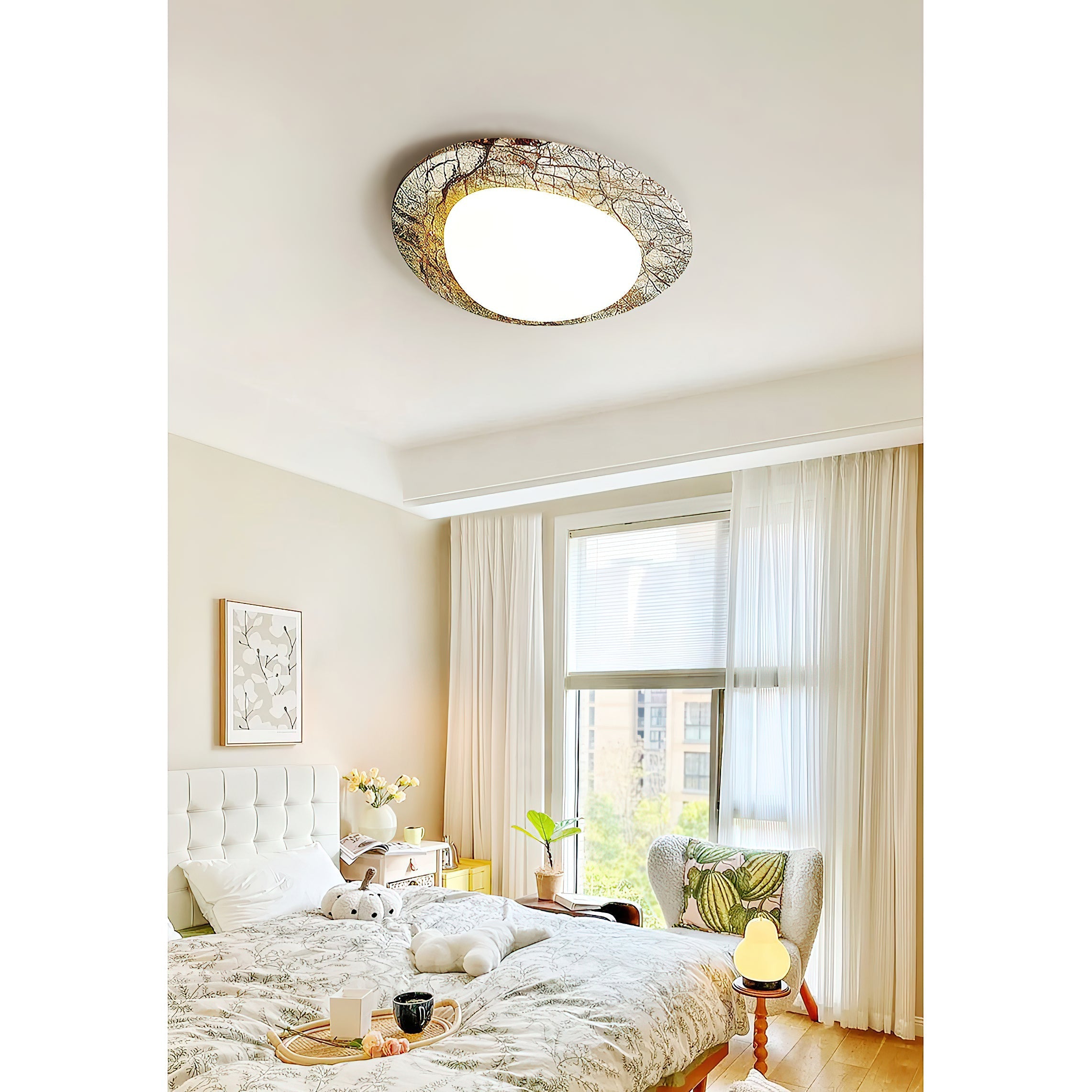 Cishaora Modern Minimalist White Marble Ceiling Lamp - Letslighting