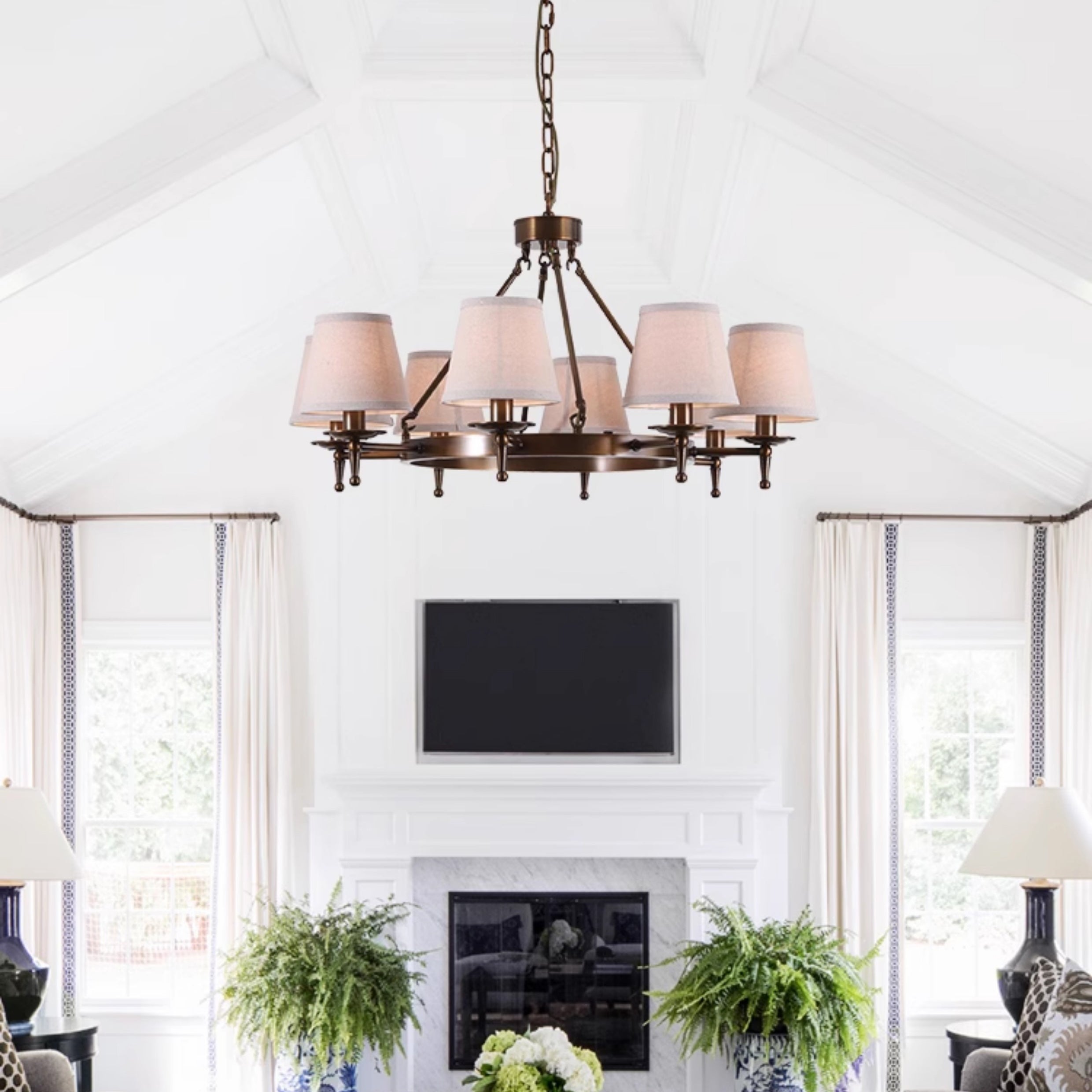 Erveliel Vintage Luxury Brass Fabric Chandelier - Letslighting