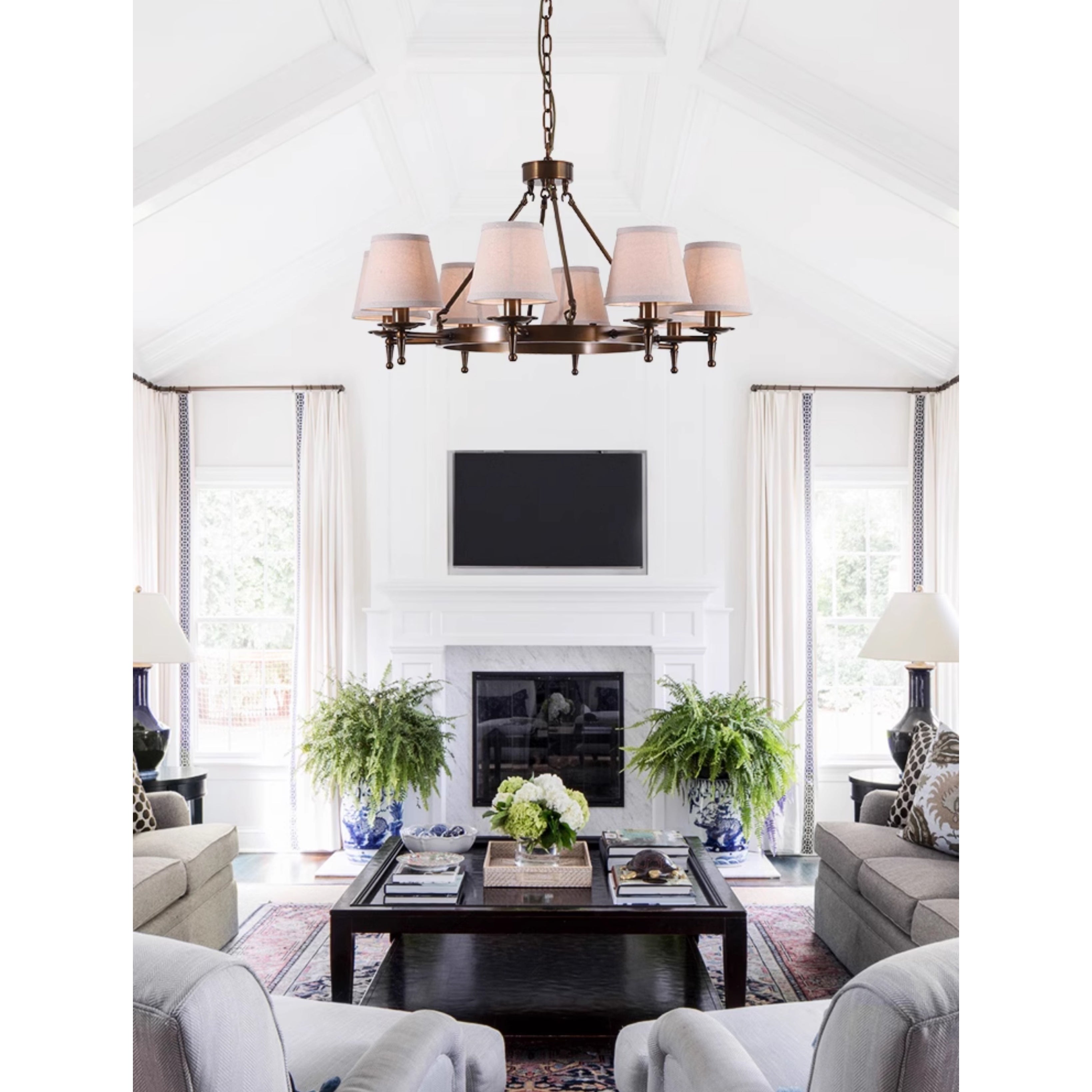 Erveliel Vintage Luxury Brass Fabric Chandelier - Letslighting