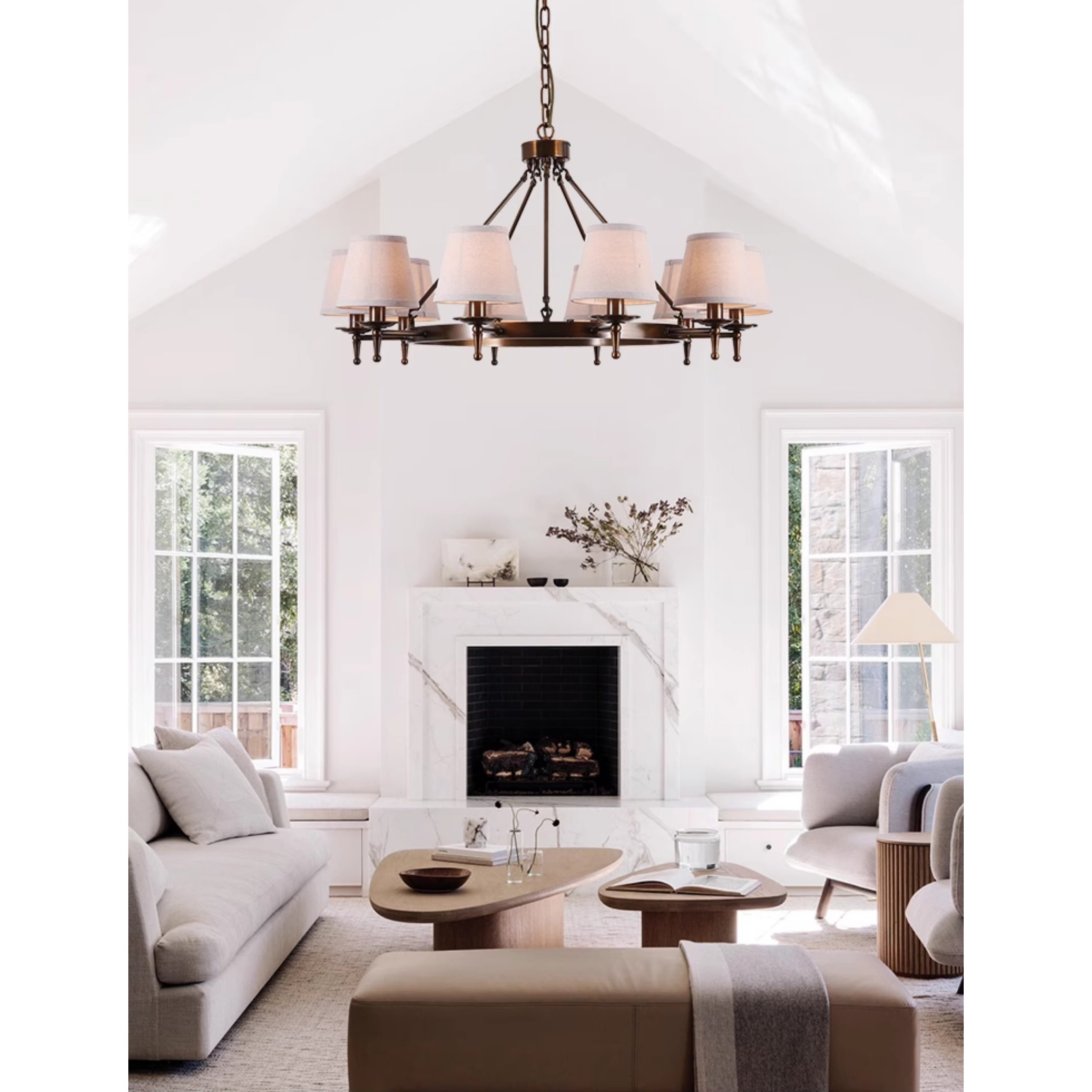 Erveliel Vintage Luxury Brass Fabric Chandelier - Letslighting