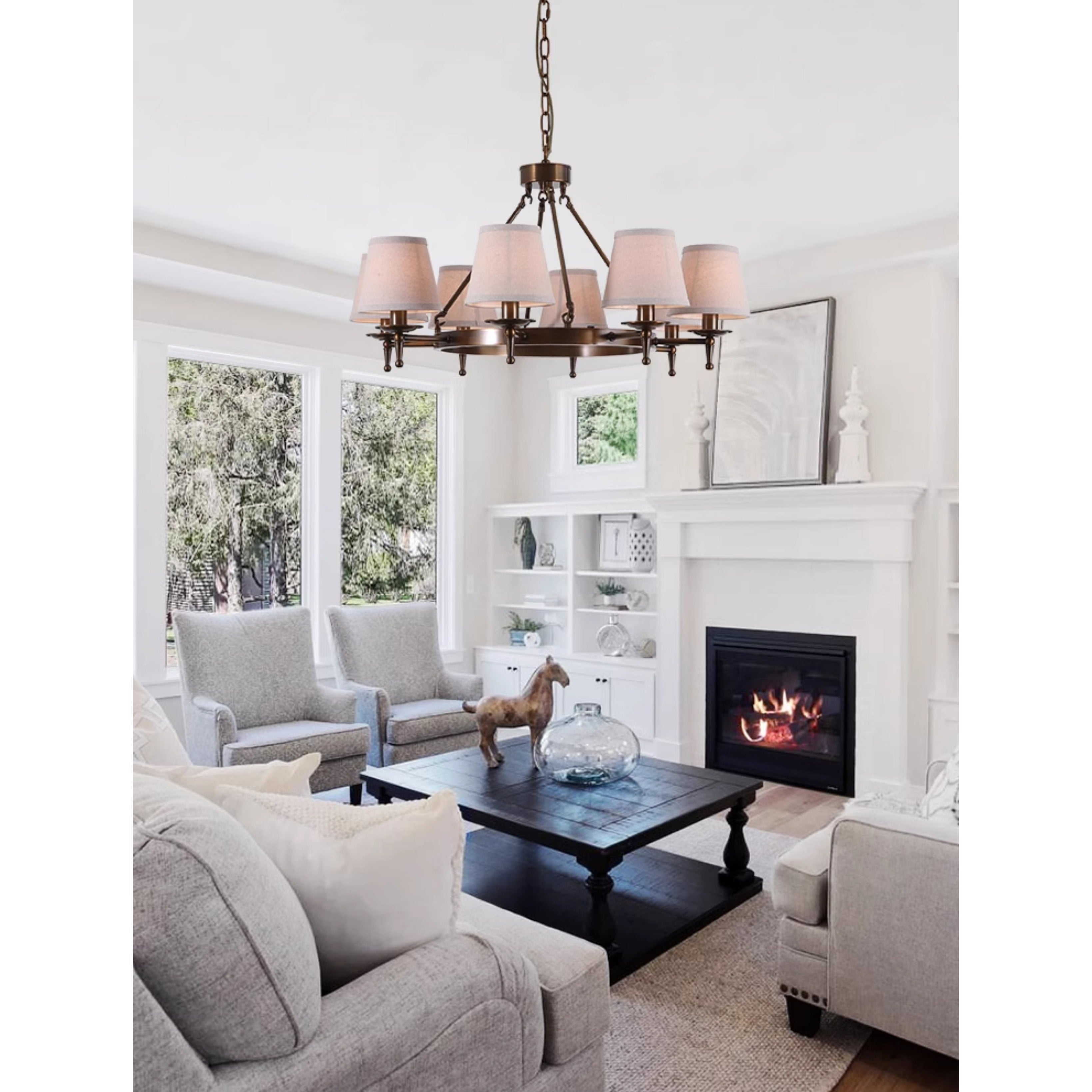 Erveliel Vintage Luxury Brass Fabric Chandelier - Letslighting