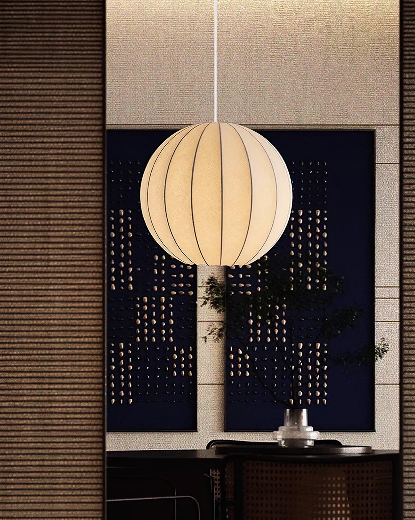 Pendant Light Silk Ribbed Globe Modern Minimalist Ambient Dining - Letslighting