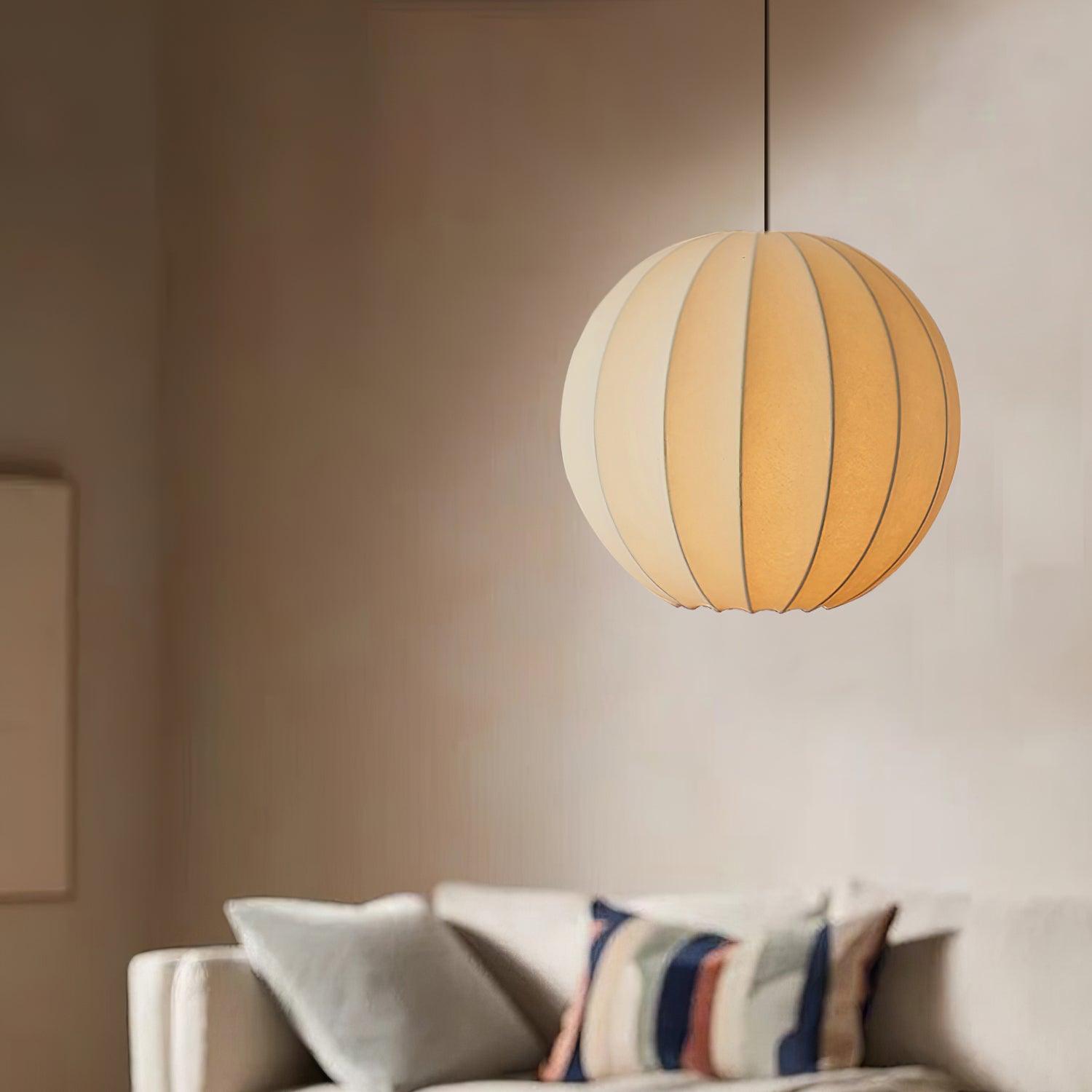 Pendant Light Silk Ribbed Globe Modern Minimalist Ambient Dining - Letslighting