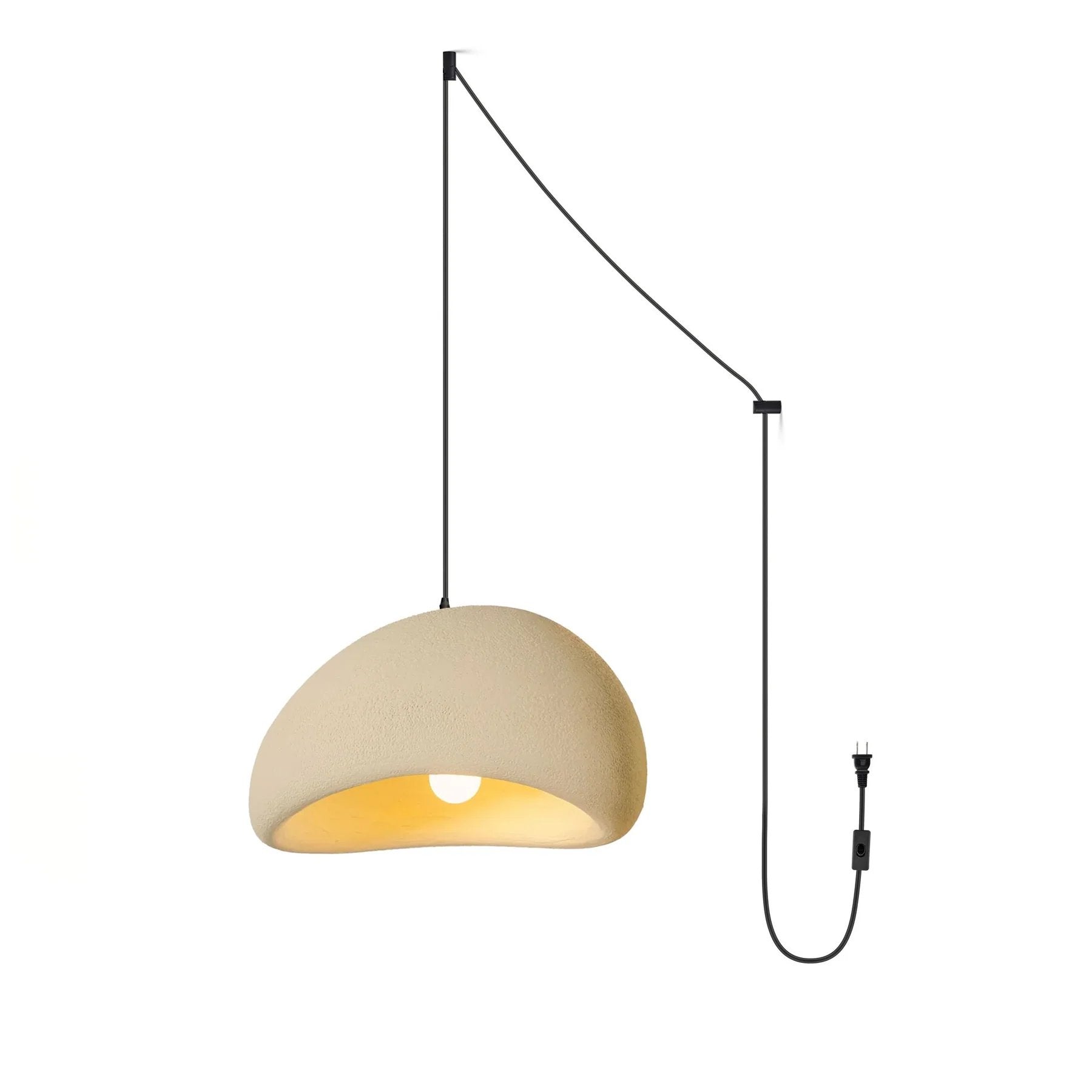 Solara Pendant Lamp Plaster Half Dome Plug In Wabi Sabi - Letslighting