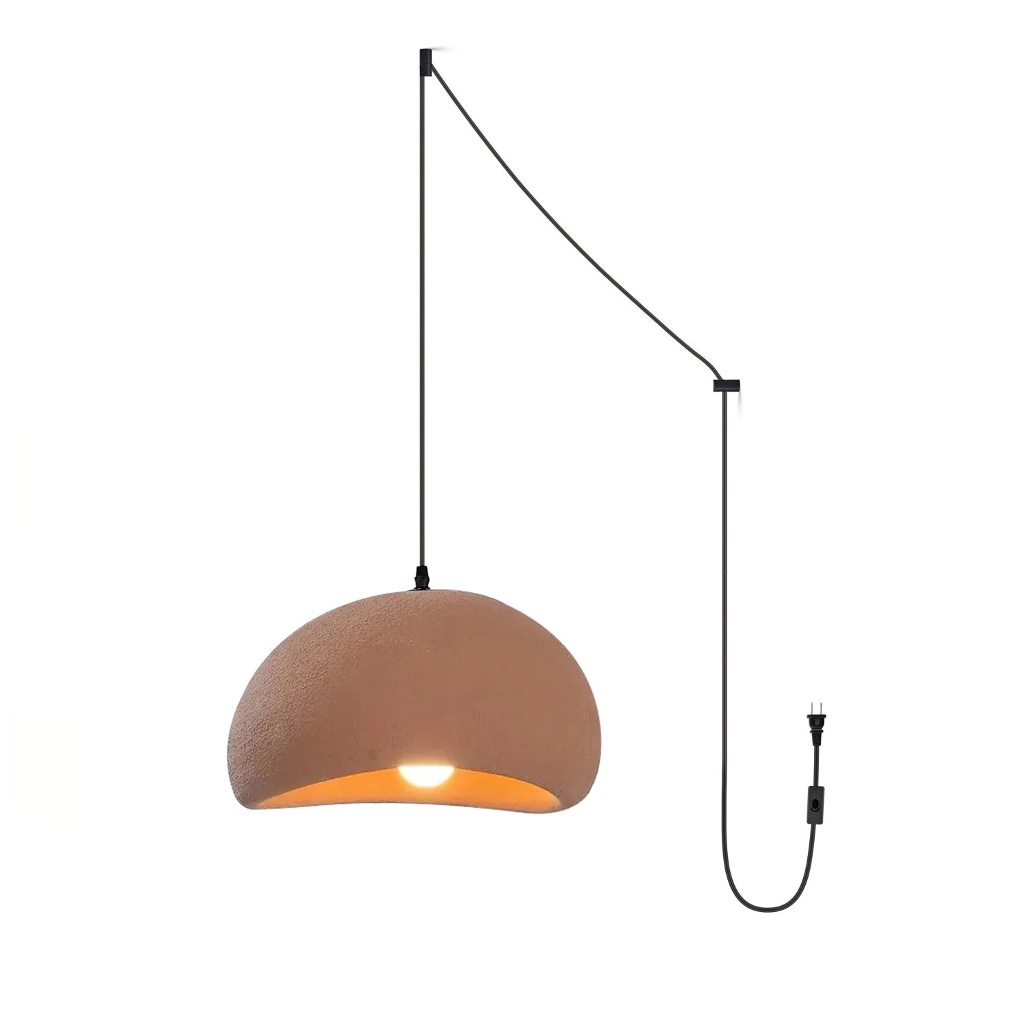 Solara Pendant Lamp Plaster Half Dome Plug In Wabi Sabi - Letslighting