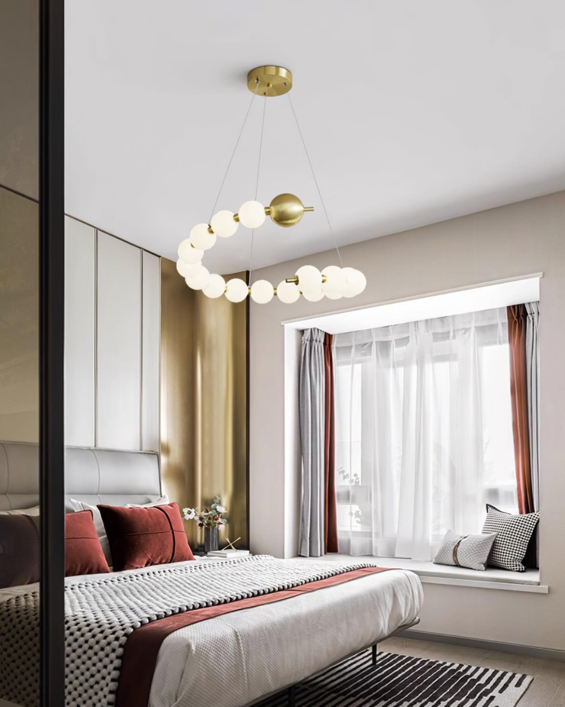 Chandelier Brass Ring Acrylic Spheres Modern Minimalist - Letslighting
