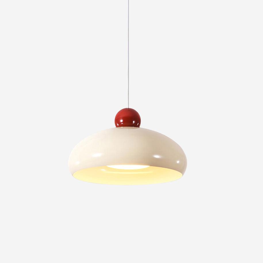Pendant Light Dome Shade White Red Accent Urban Retro - Letslighting