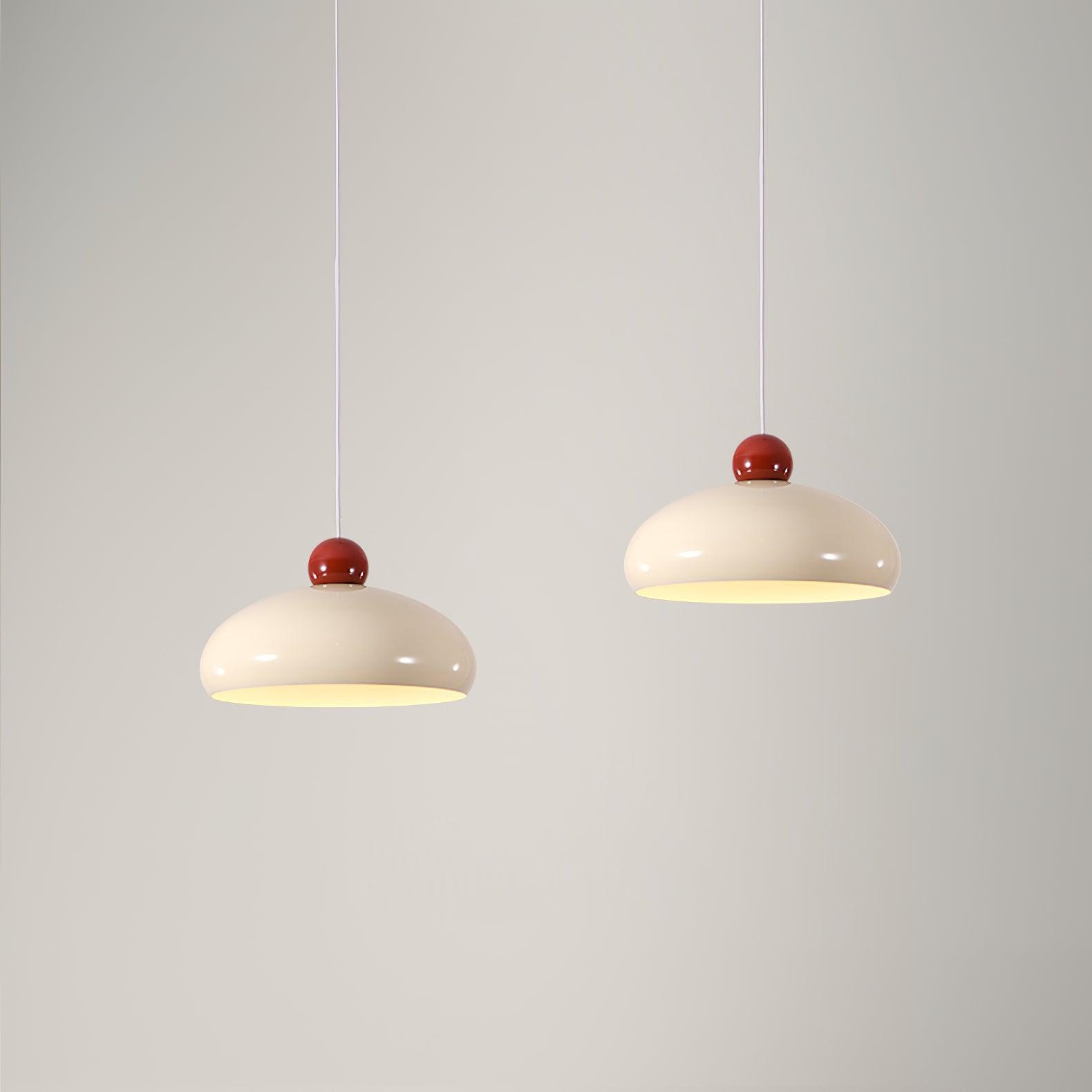 Pendant Light Dome Shade White Red Accent Urban Retro - Letslighting