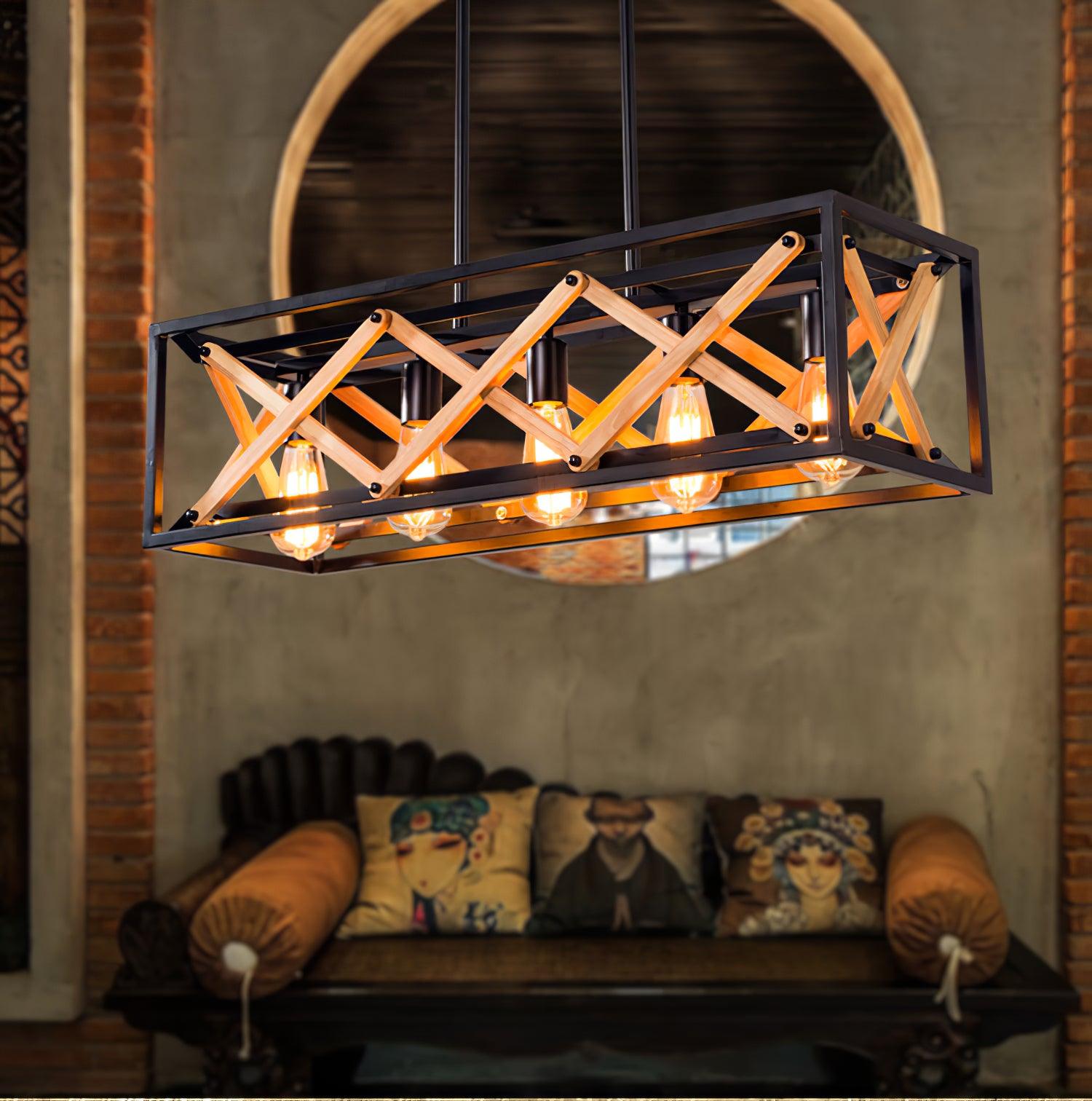 Grid Kitchen Island Rectangle Chandelier - Letslighting