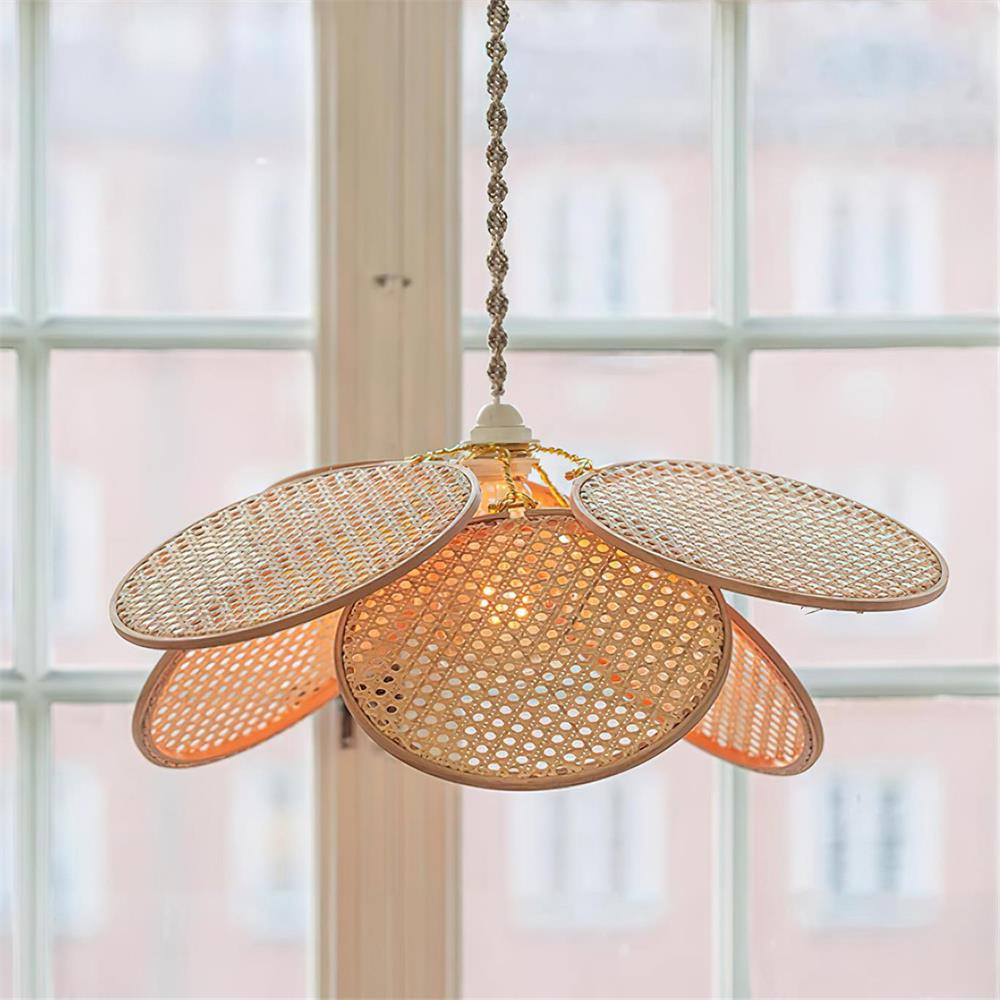 Kloe Pendant Lamp Petal Rattan Organic Bohemian - Letslighting