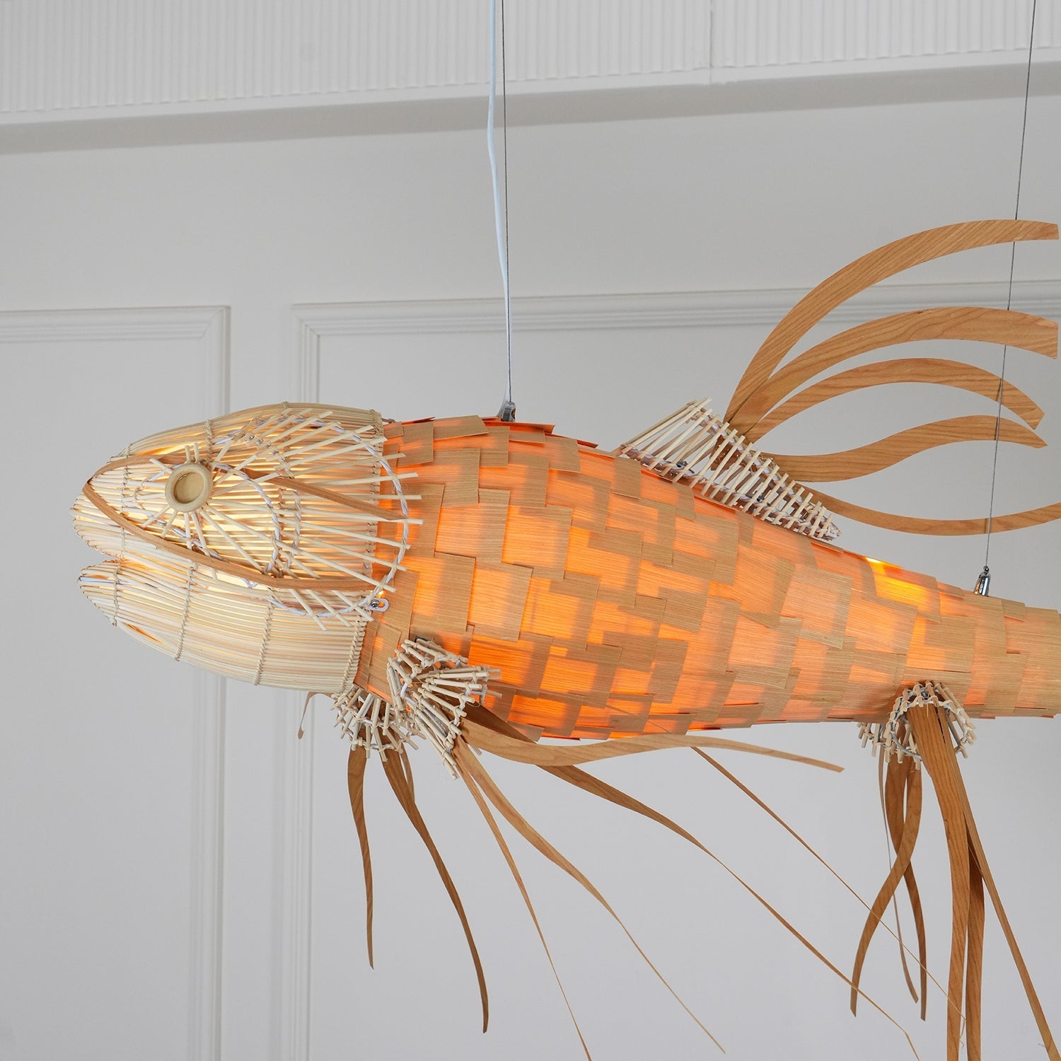 Lustra Chandelier Wooden Fish Handmade - Letslighting